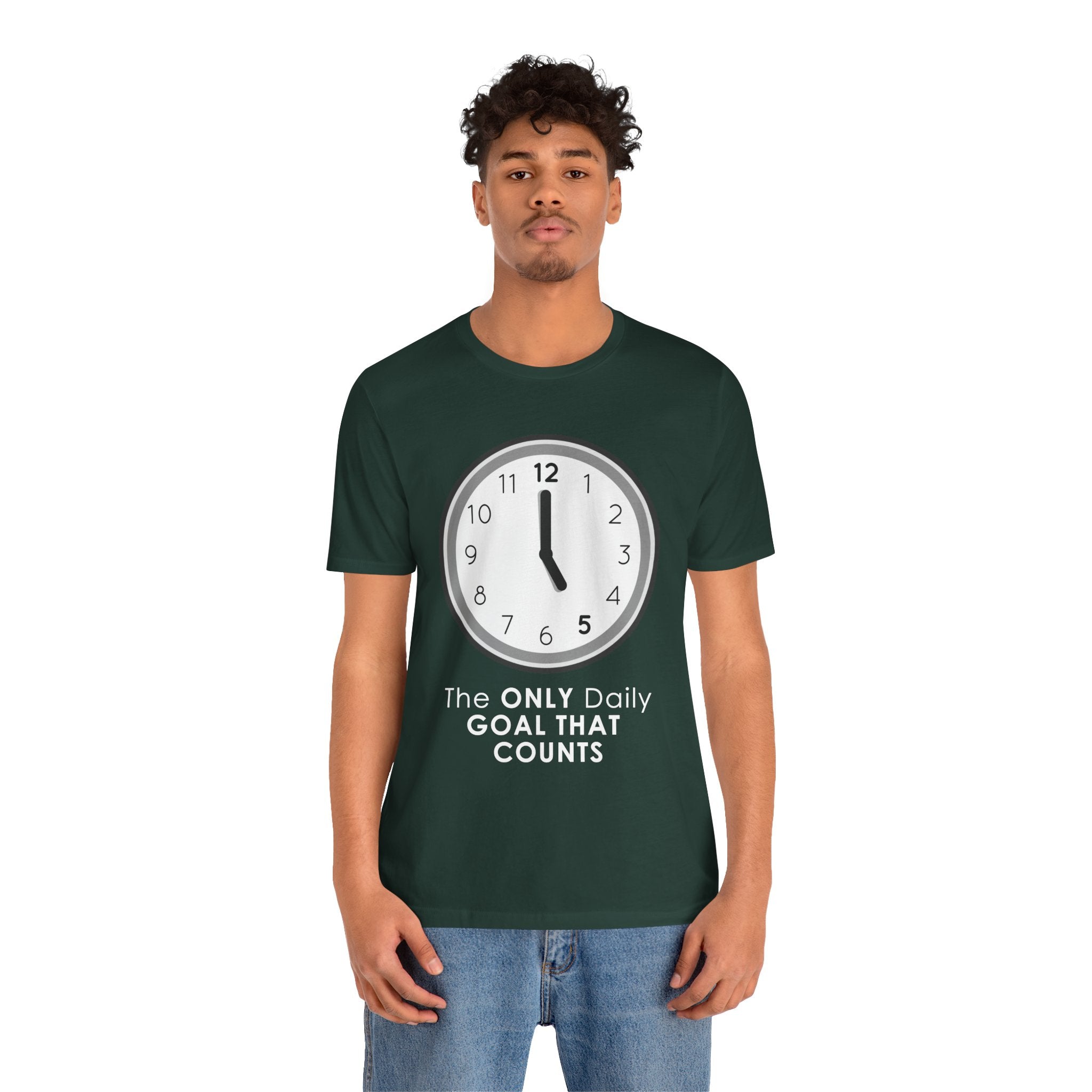 5 O’Clock Daily Goal T-Shirt – Dark Humor Office Survival Graphic Tee
