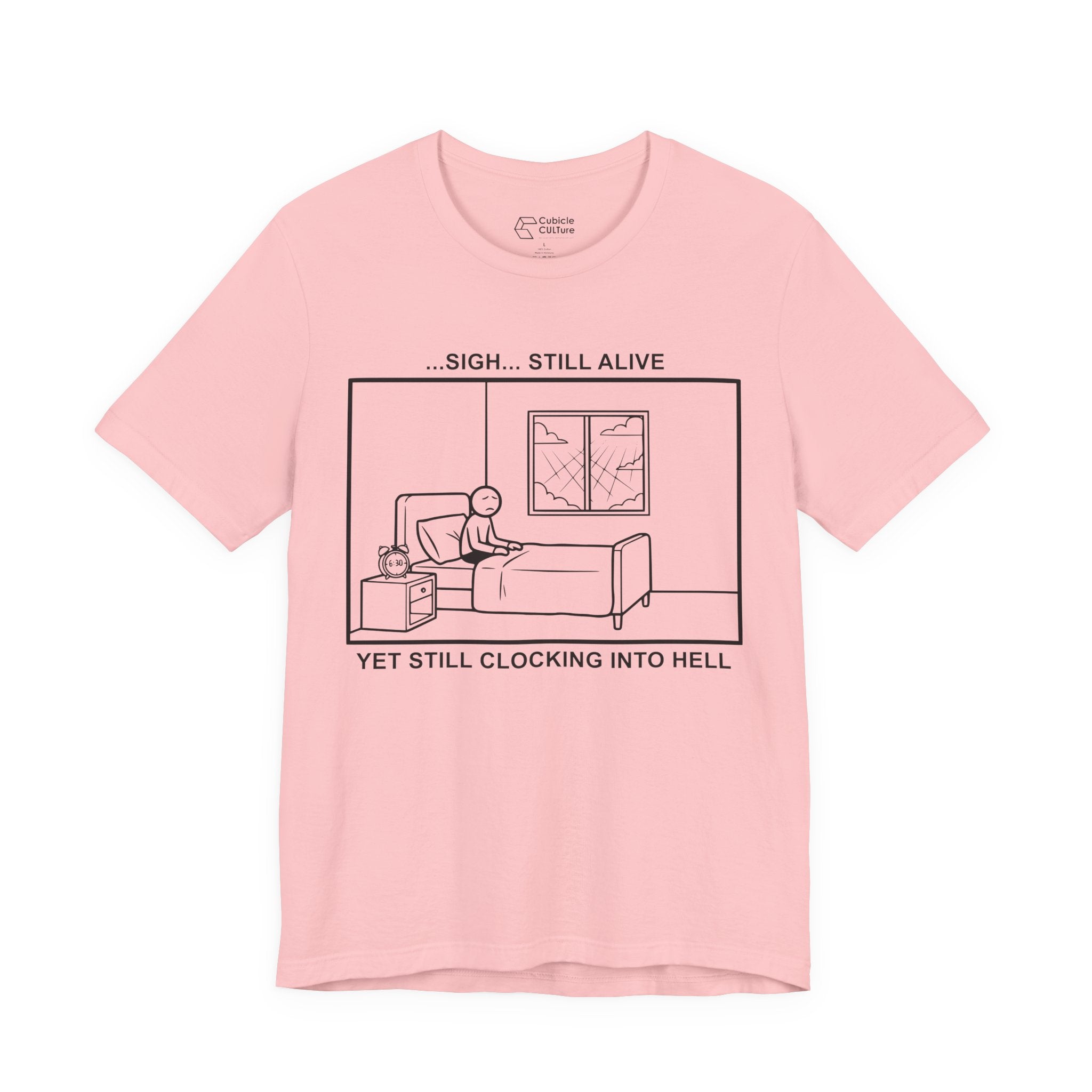 Every Morning — Clocking into Hell T-Shirt – Cliffverse Office Humor Graphic Tee for Corporate Survivors