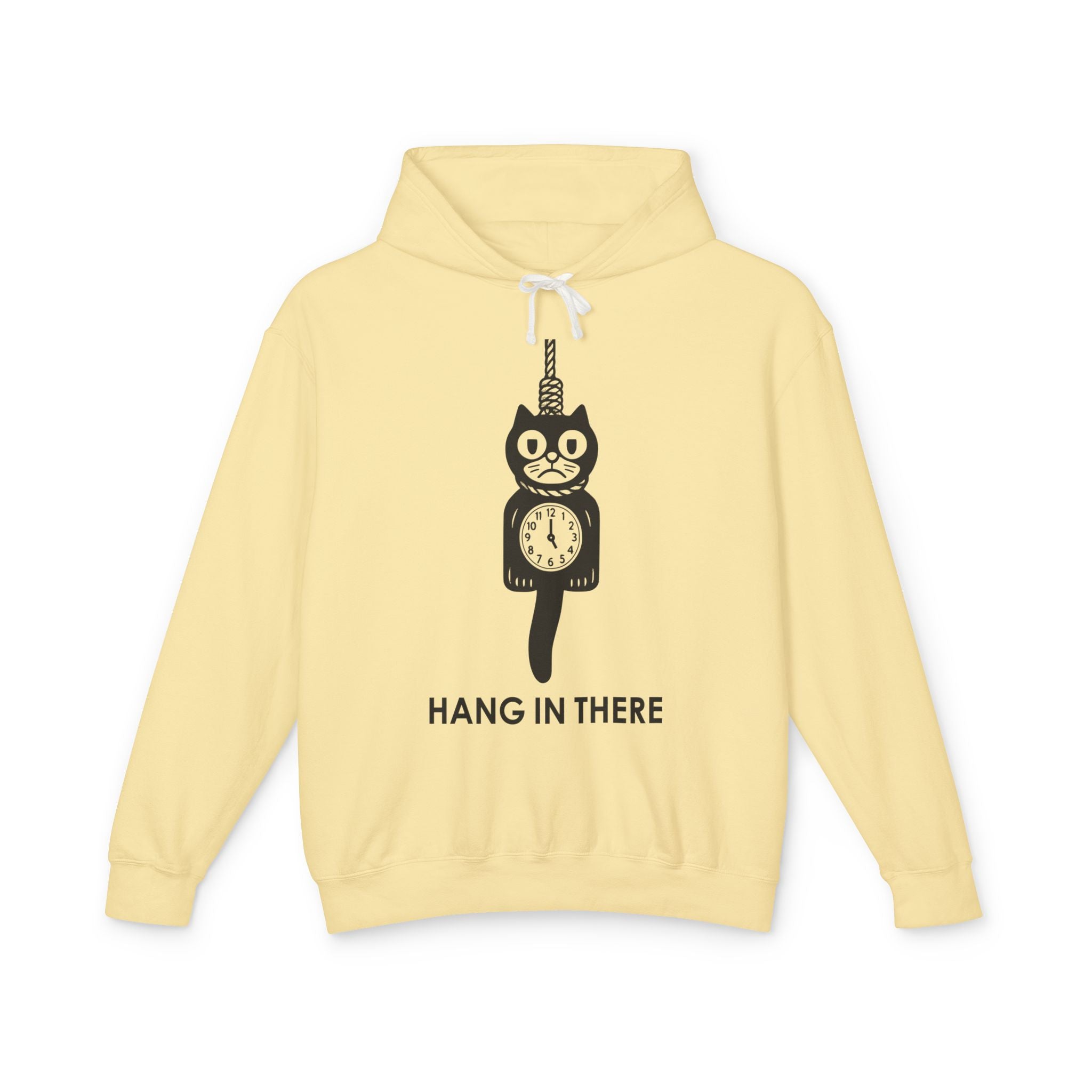 Hang In There Hoodie – Dark Humor Cat Clock Parody Sweatshirt