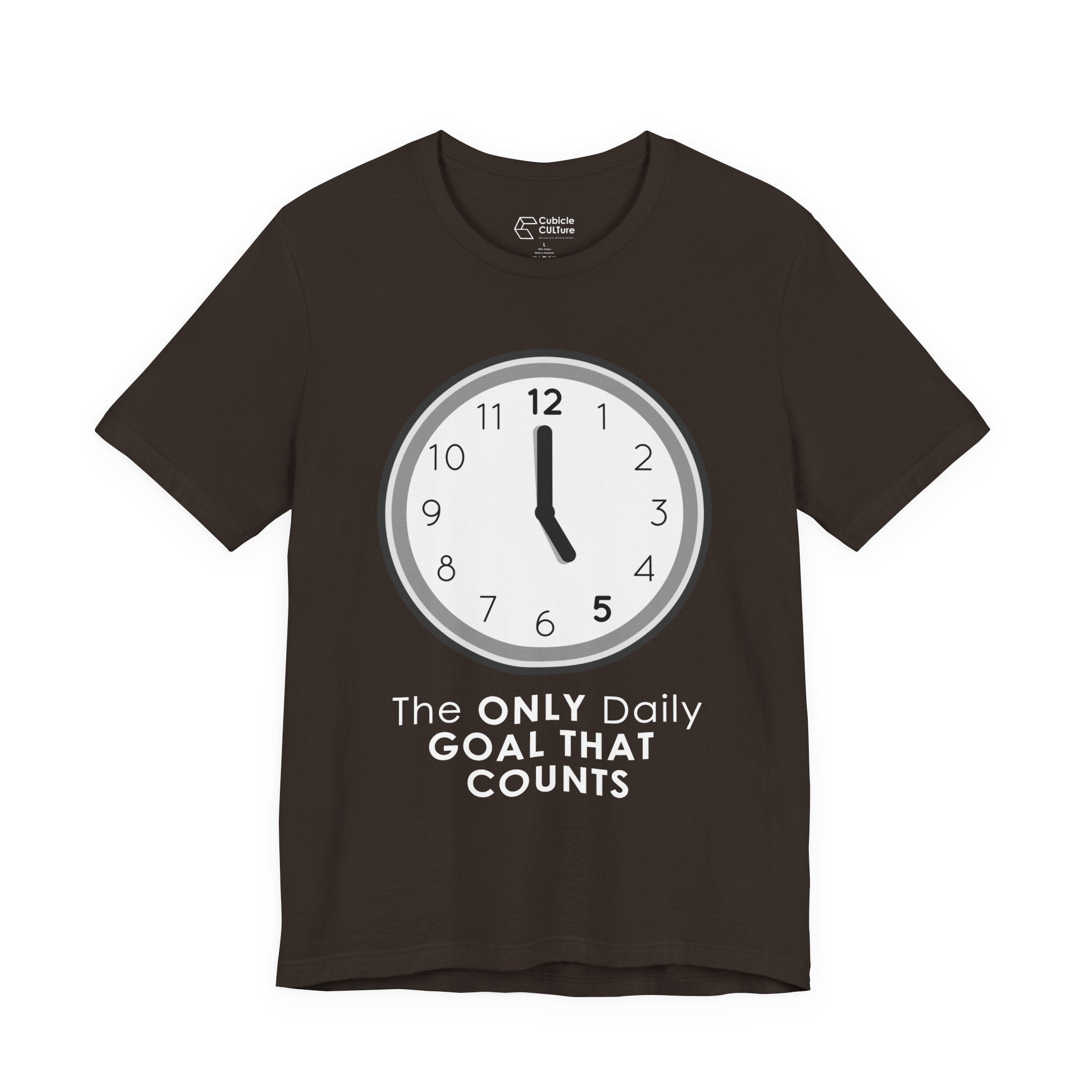 5 O’Clock Daily Goal T-Shirt – Dark Humor Office Survival Graphic Tee