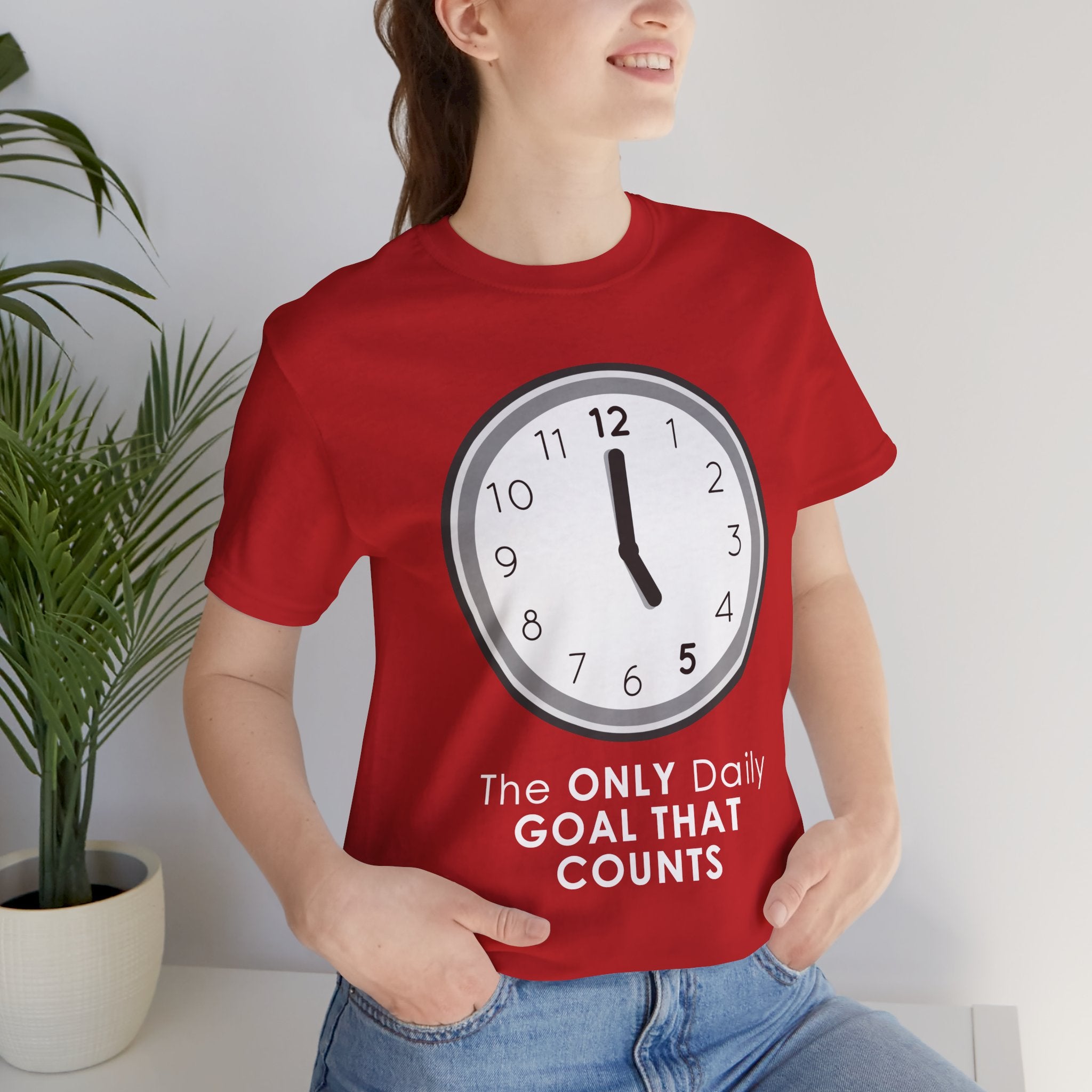 5 O’Clock Daily Goal T-Shirt – Dark Humor Office Survival Graphic Tee
