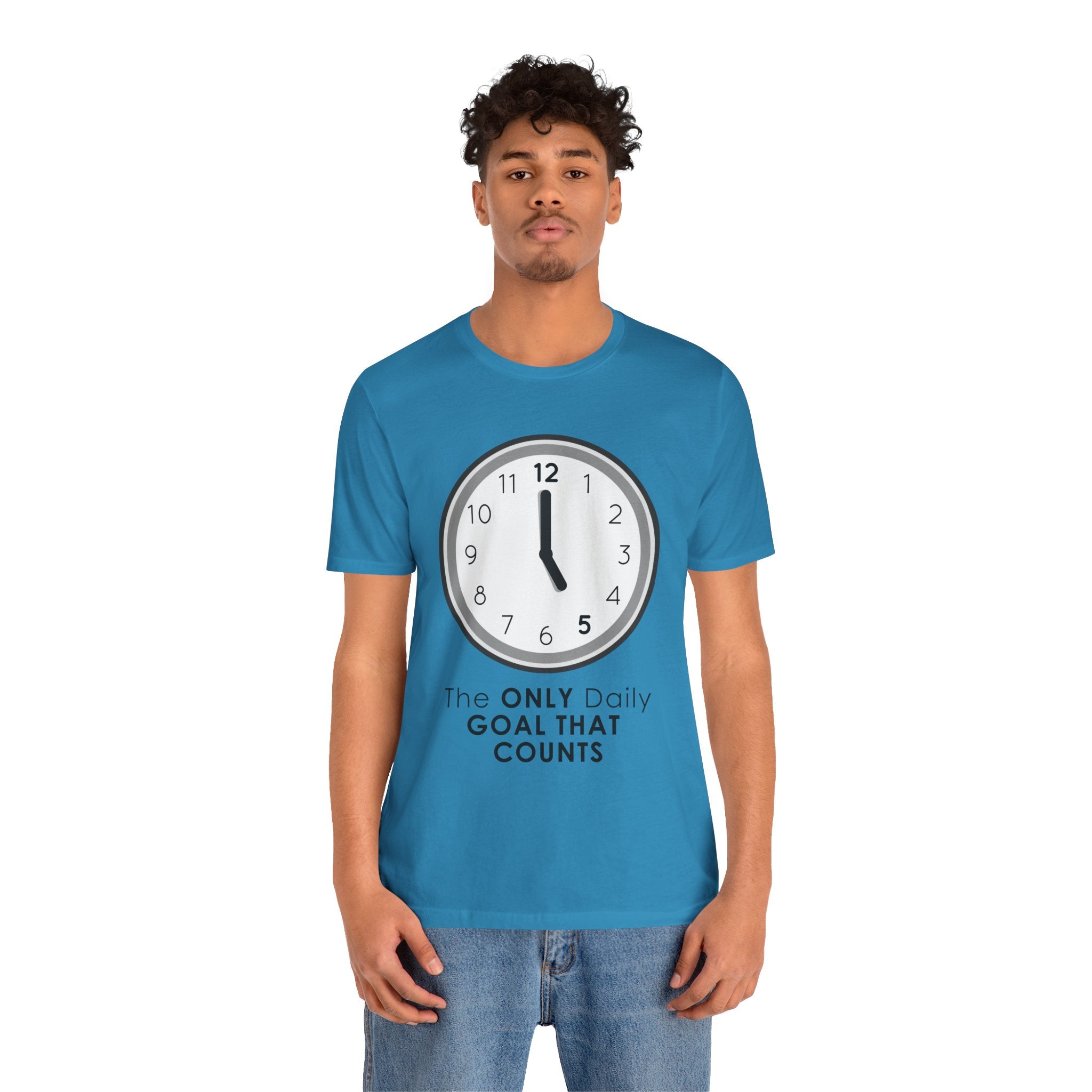 5 O’Clock Daily Goal T-Shirt – Dark Humor Office Survival Graphic Tee