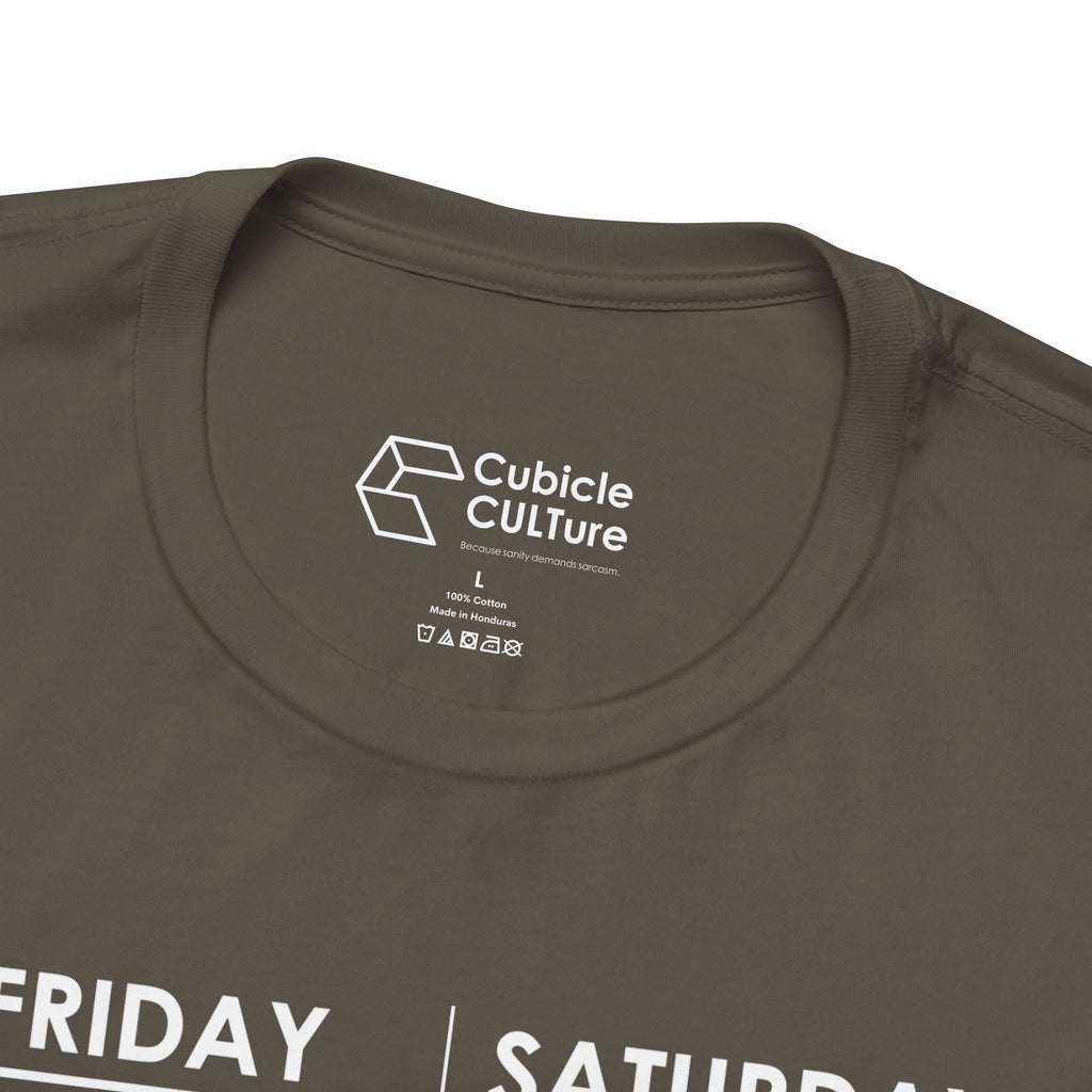 Weekend Cliff Comic T-Shirt – Dark Humor Friday to Monday Survival Graphic Tee