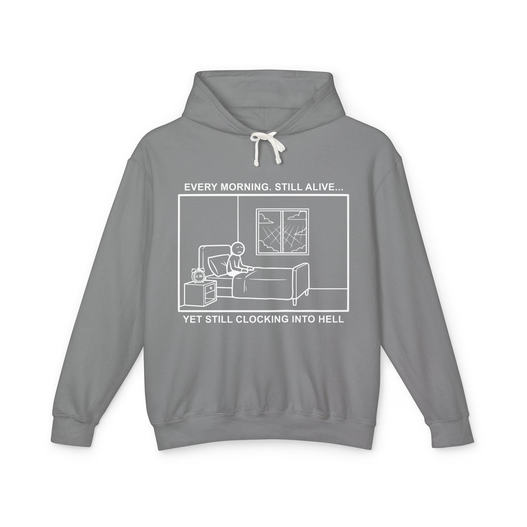 Every Morning — Clocking into Hell – Cliffverse Office Humor Hoodie for Corporate Survivors