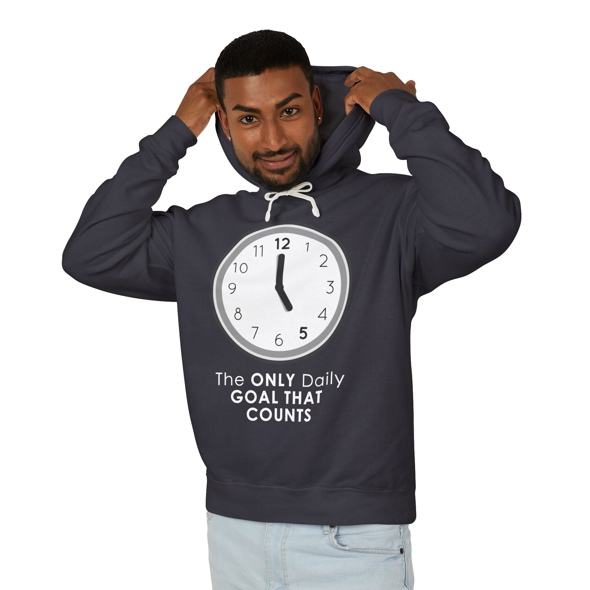 5 O’Clock Daily Goal Hoodie – Dark Humor Office Survival Sweatshirt