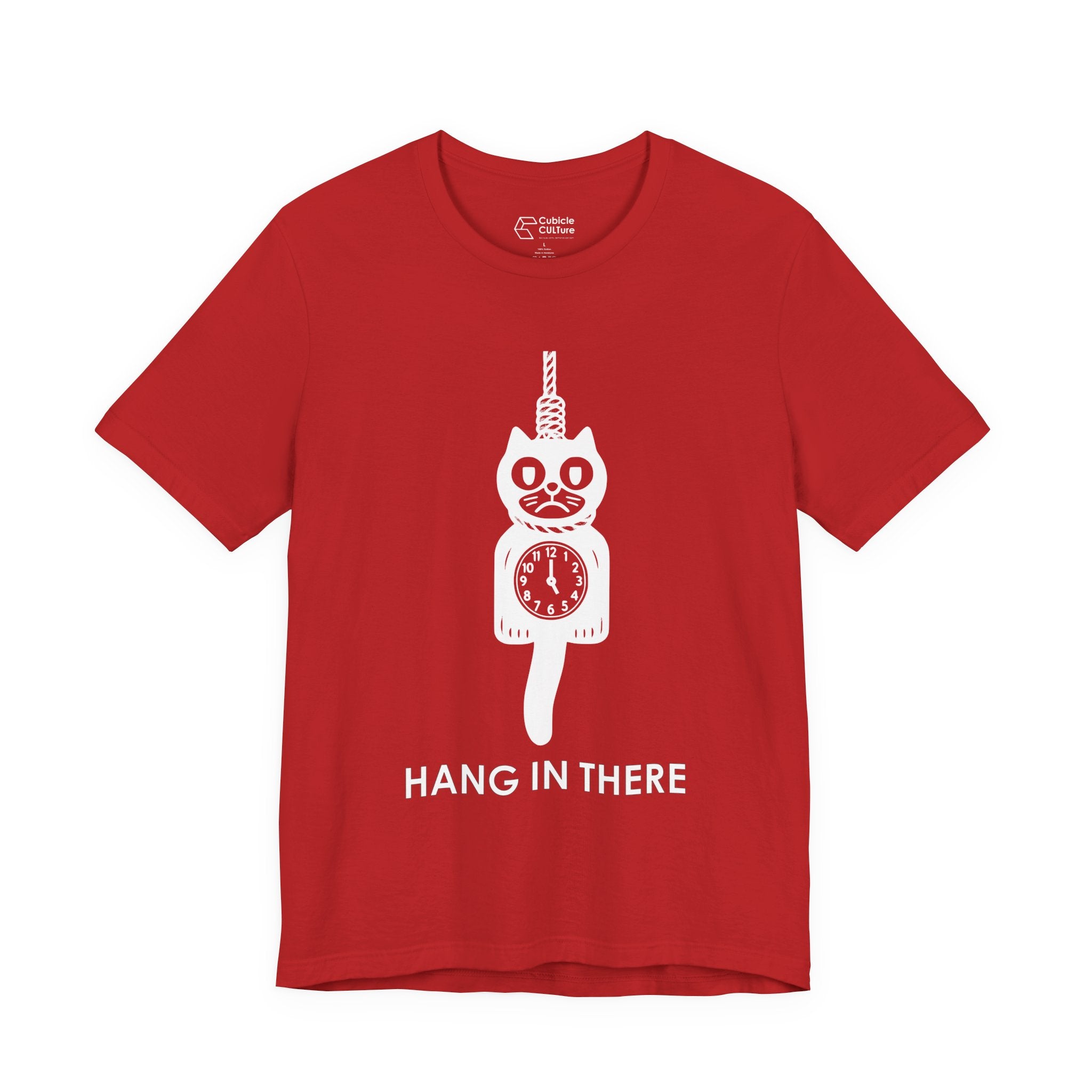 Hang In There T-Shirt – Dark Humor Cat Clock Parody Graphic Tee