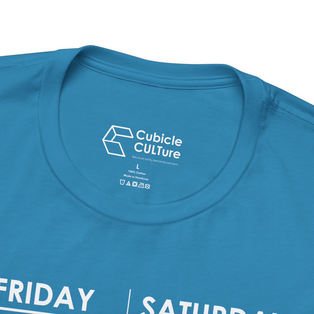 Weekend Cliff Comic T-Shirt – Dark Humor Friday to Monday Survival Graphic Tee