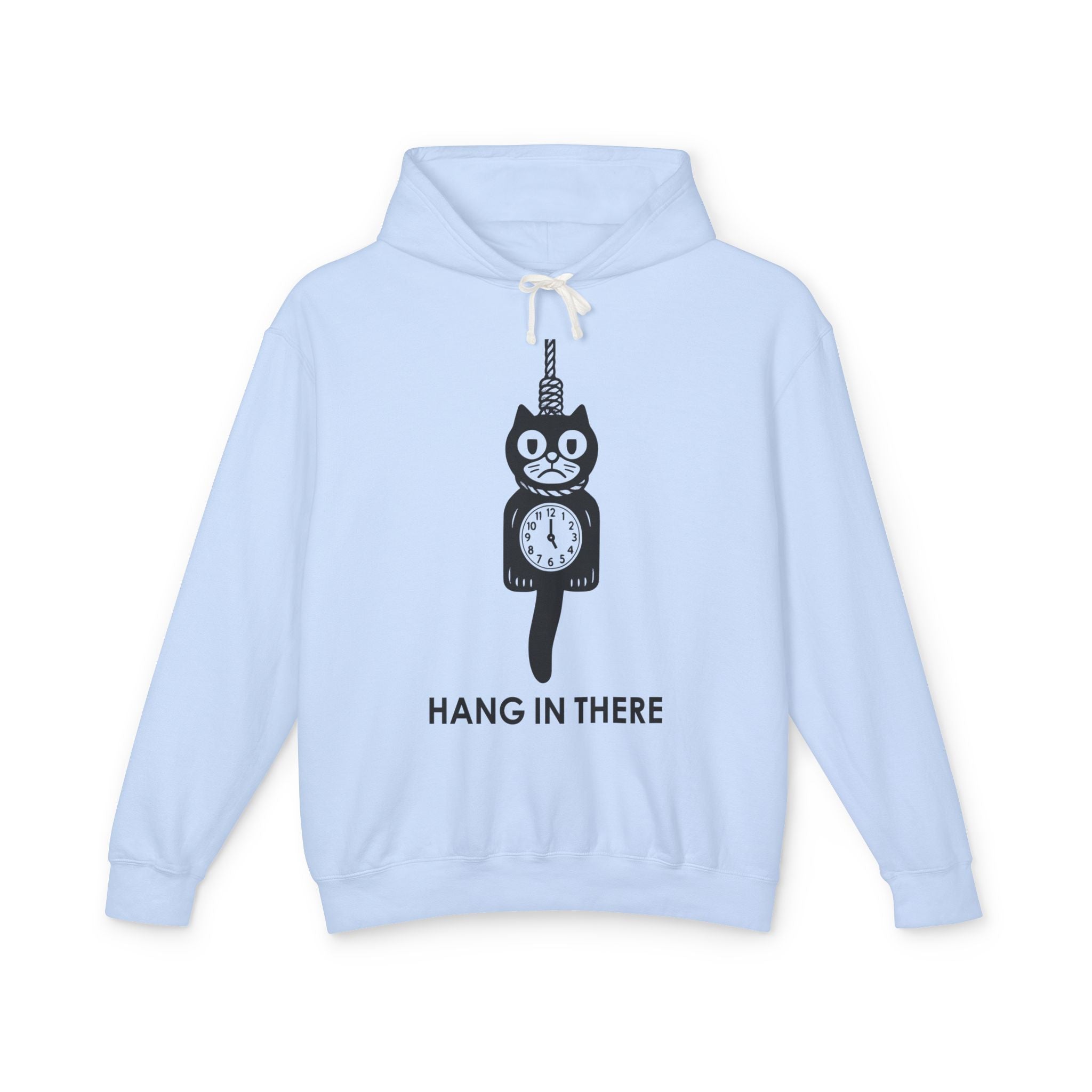Hang In There Hoodie – Dark Humor Cat Clock Parody Sweatshirt
