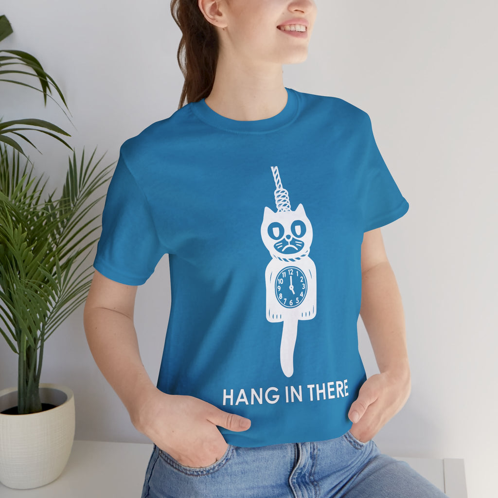 Hang In There T-Shirt – Dark Humor Cat Clock Parody Graphic Tee