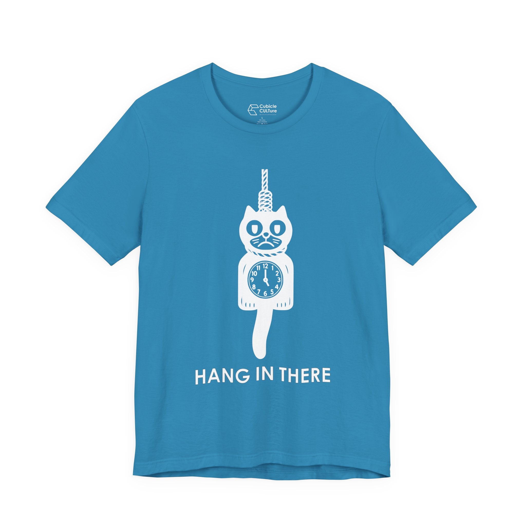 Hang In There T-Shirt – Dark Humor Cat Clock Parody Graphic Tee