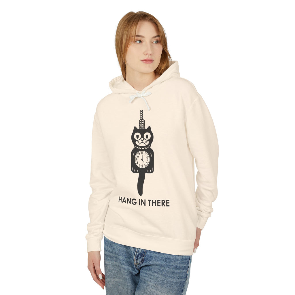 Hang In There Hoodie – Dark Humor Cat Clock Parody Sweatshirt