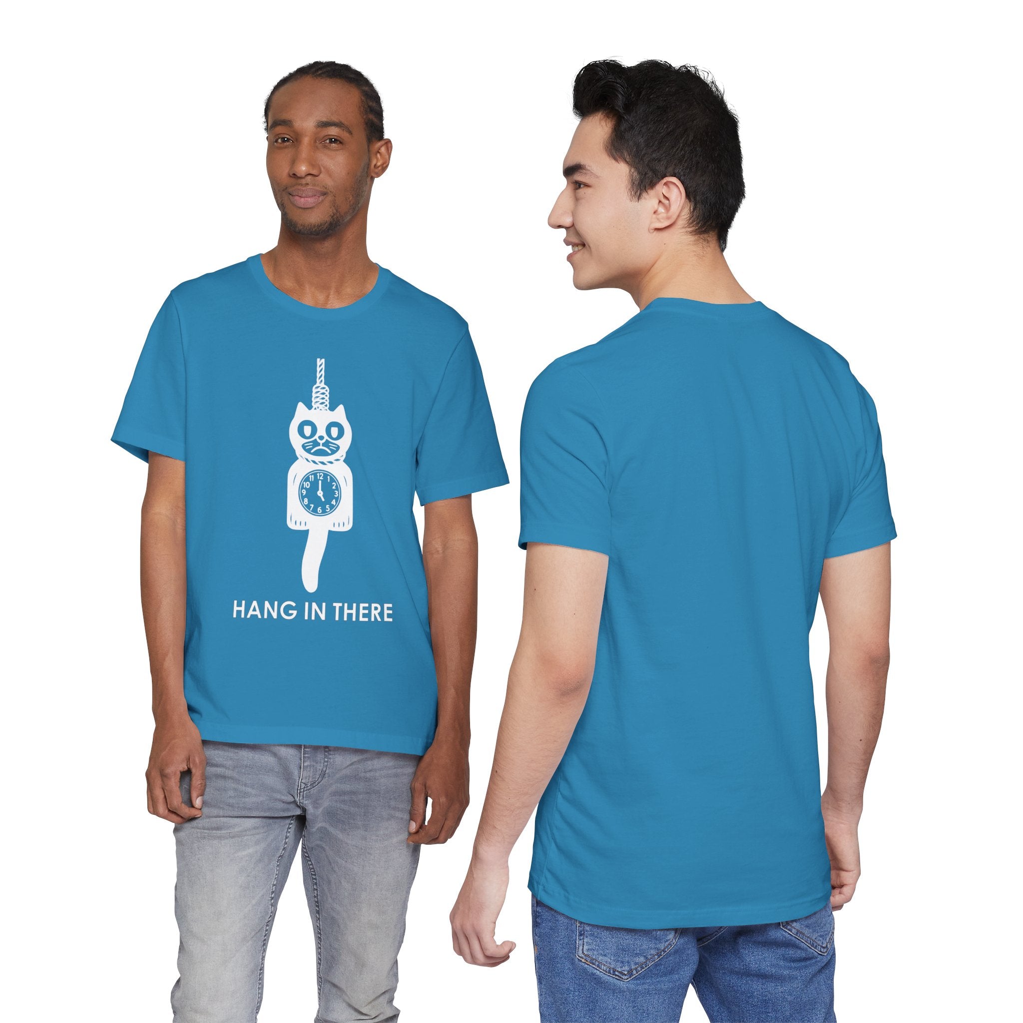 Hang In There T-Shirt – Dark Humor Cat Clock Parody Graphic Tee