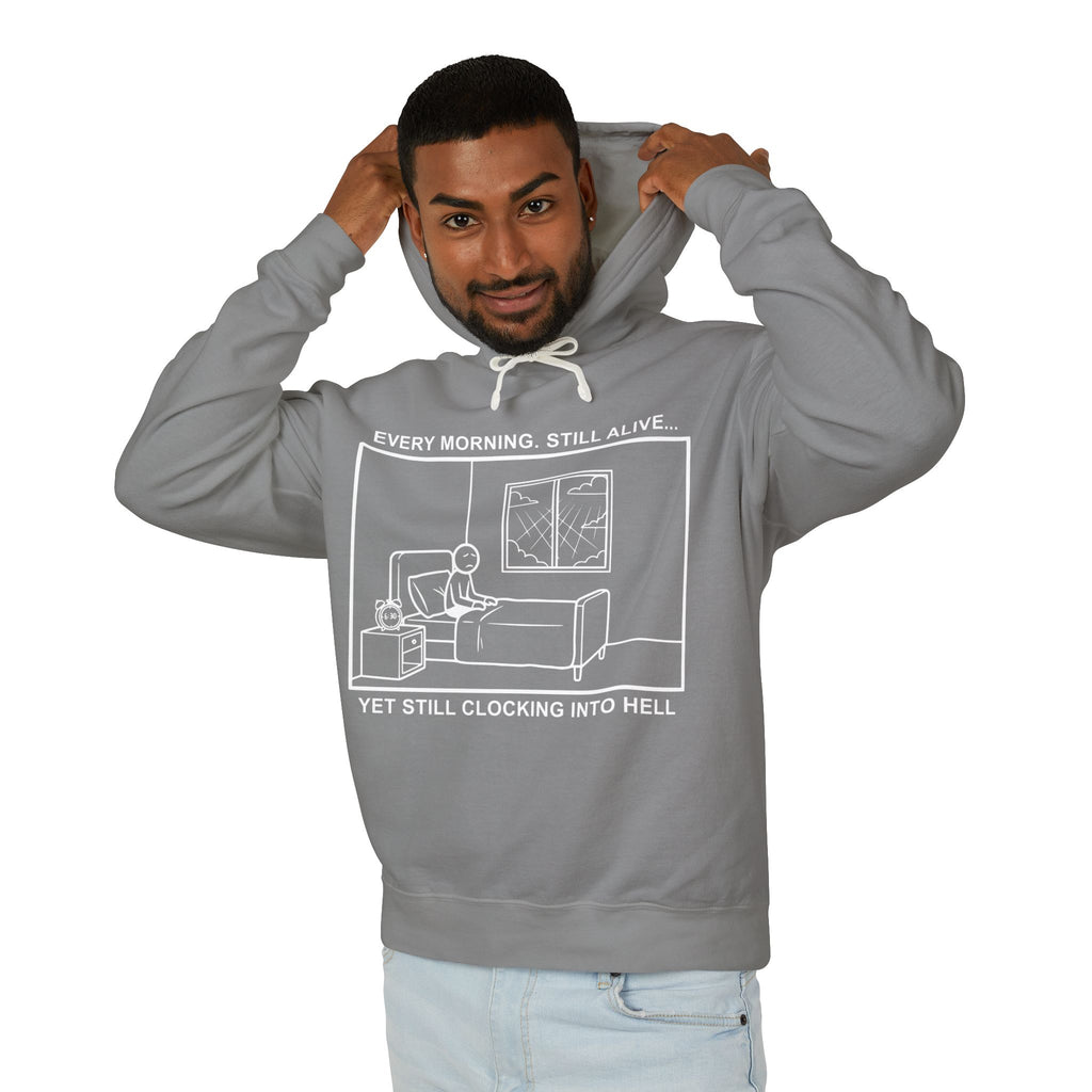 Every Morning — Clocking into Hell – Cliffverse Office Humor Hoodie for Corporate Survivors