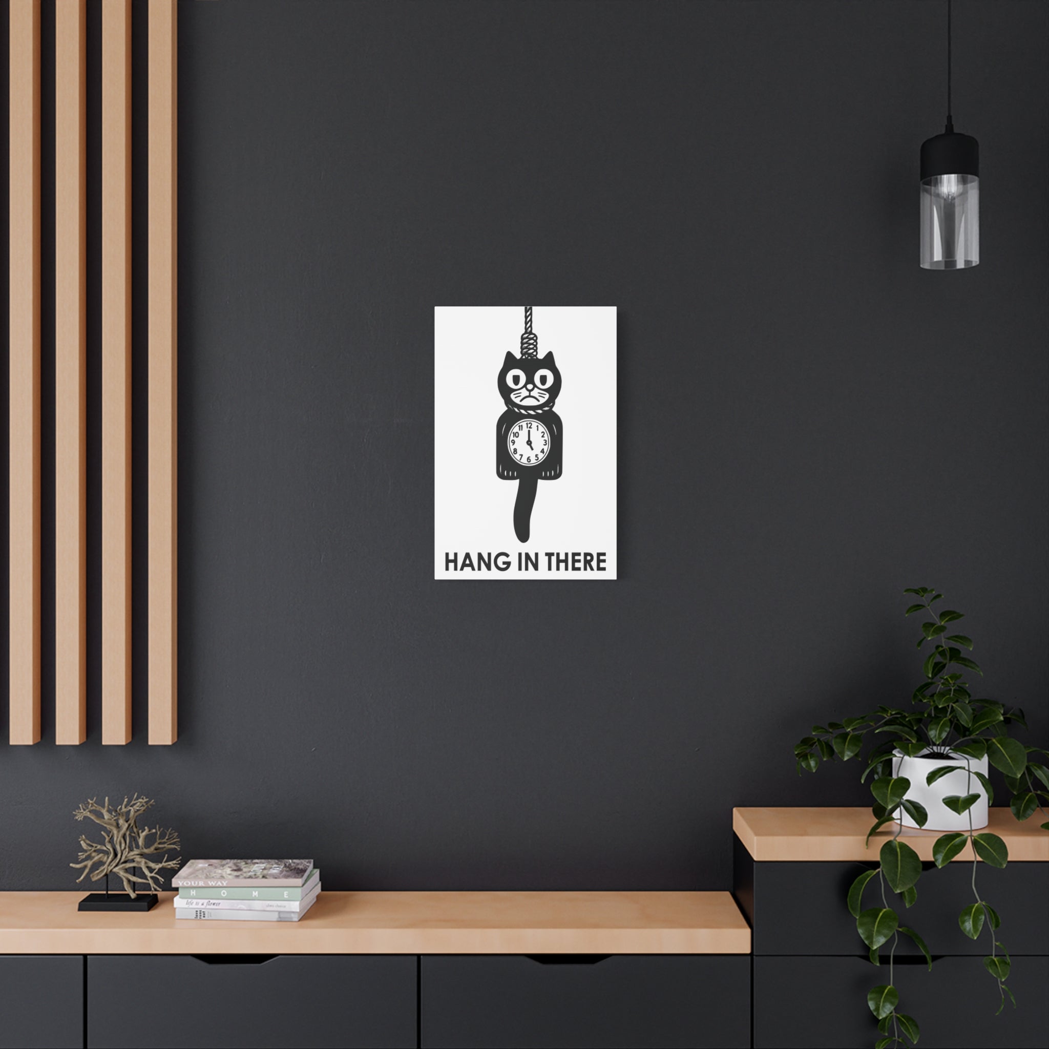 Hang In There Canvas – Dark Humor Cat Clock Parody Office Wall Art