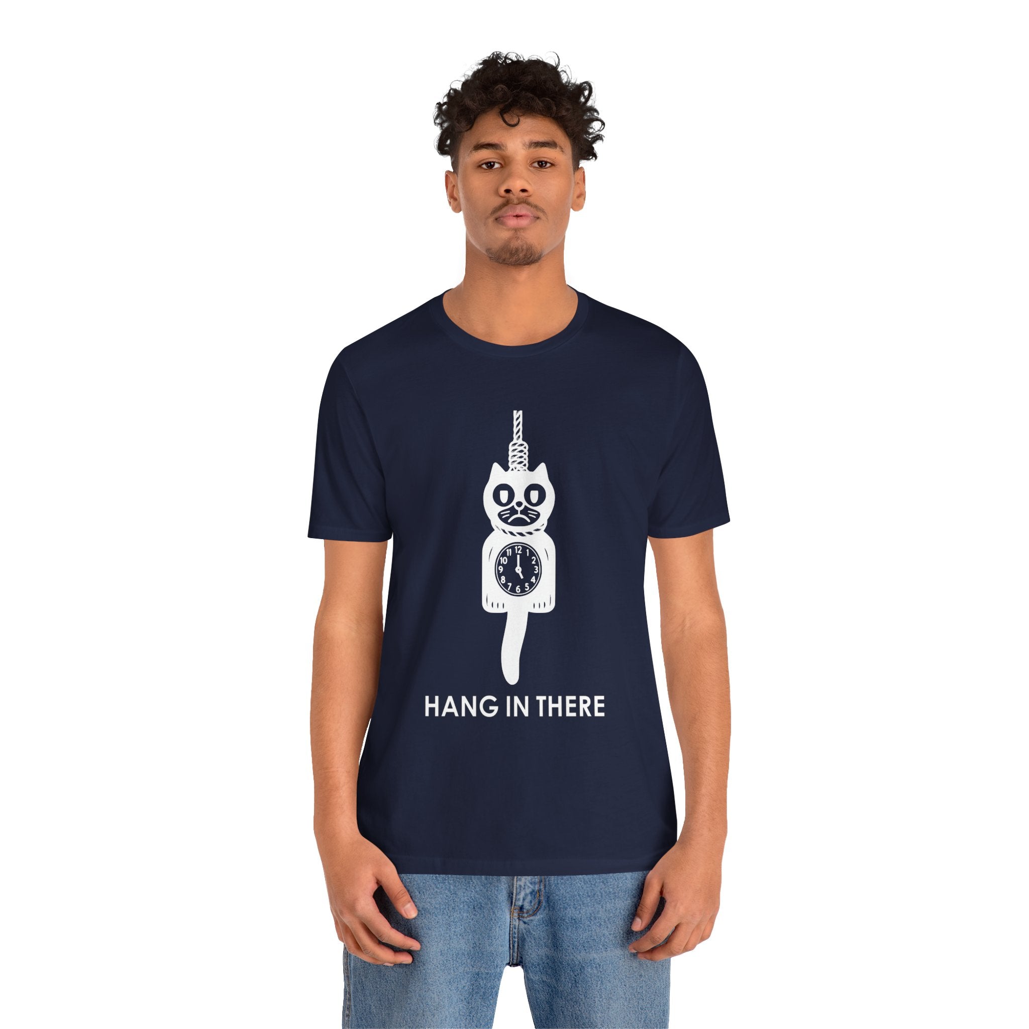 Hang In There T-Shirt – Dark Humor Cat Clock Parody Graphic Tee