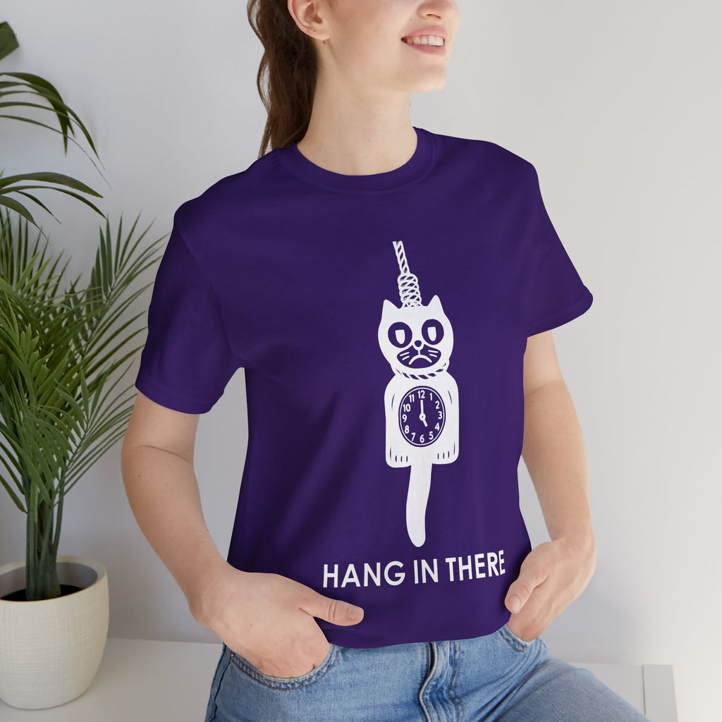 Hang In There T-Shirt – Dark Humor Cat Clock Parody Graphic Tee