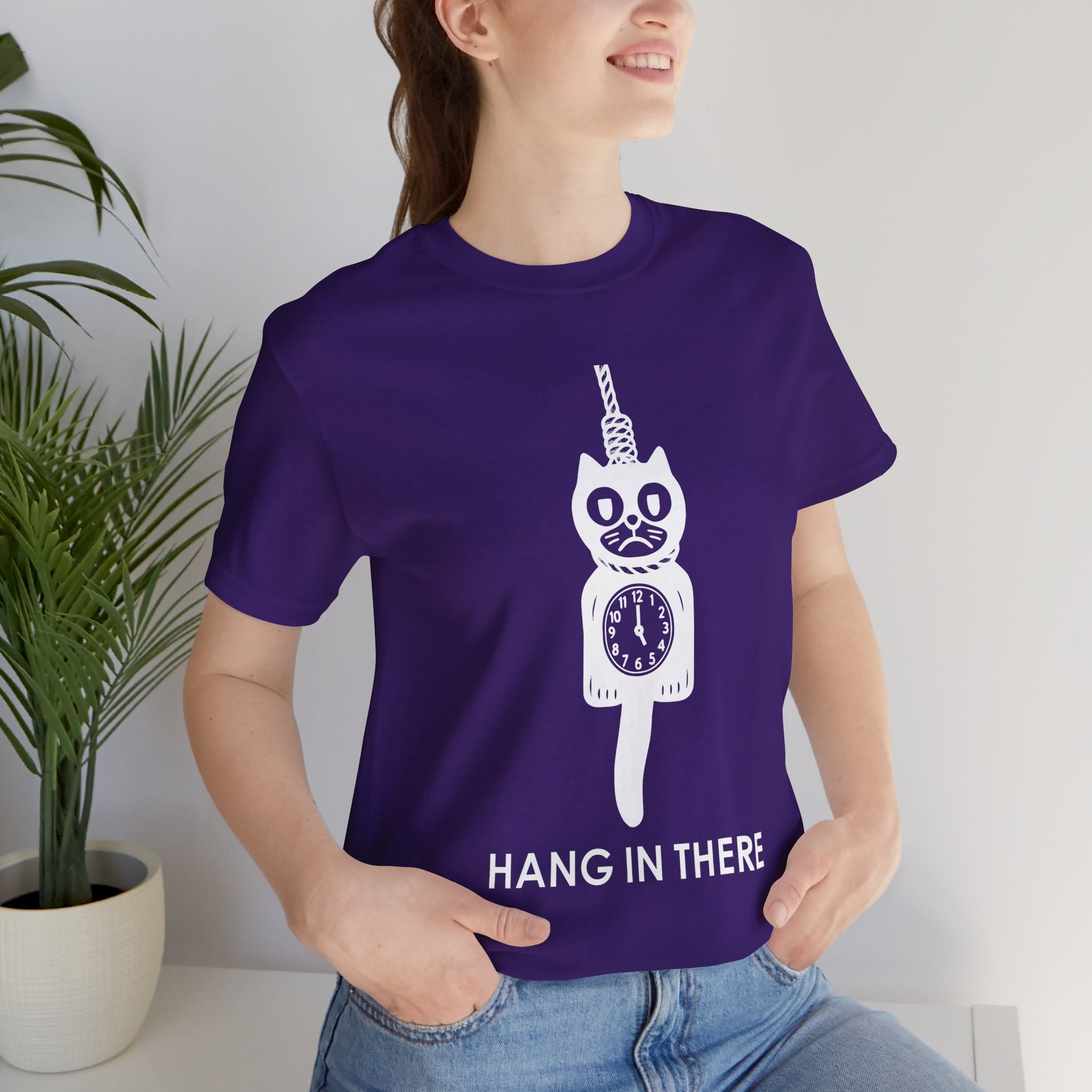 Hang In There T-Shirt – Dark Humor Cat Clock Parody Graphic Tee