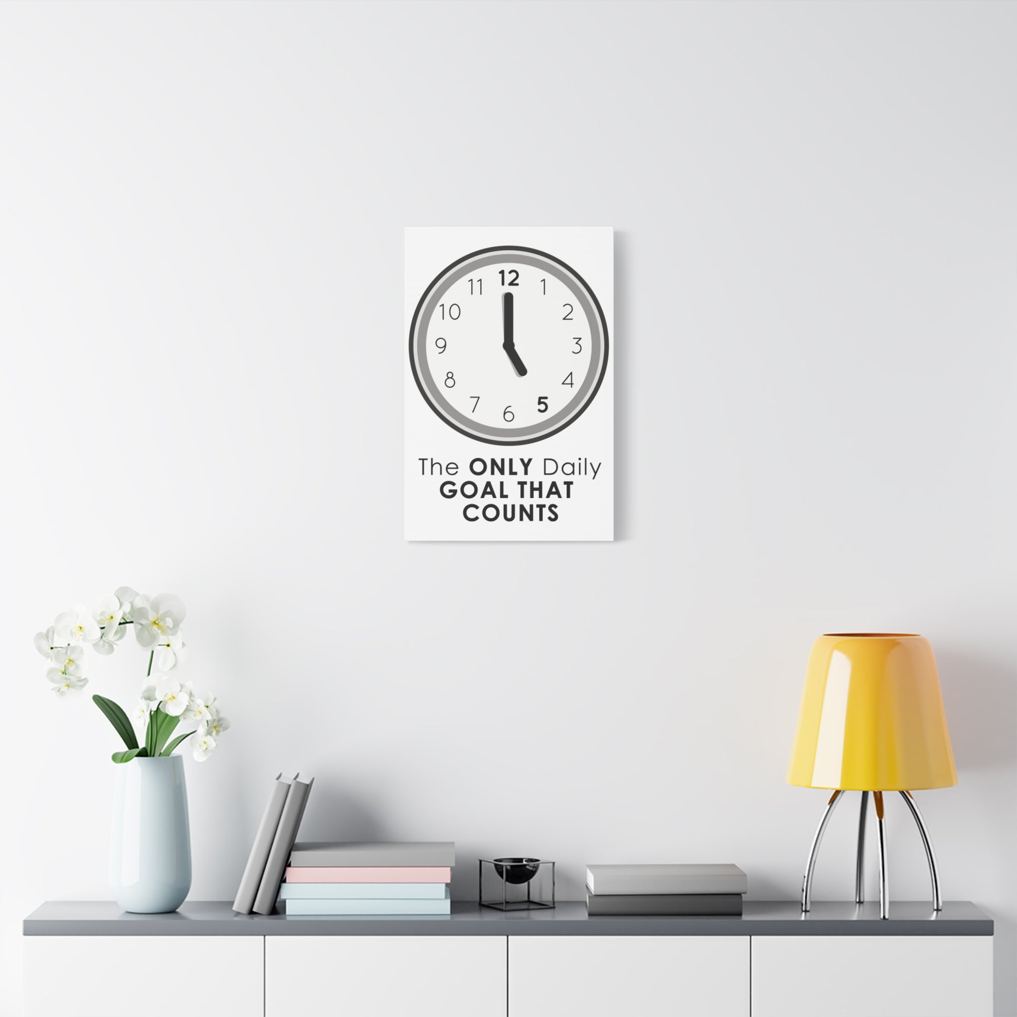5 O’Clock Daily Goal Canvas – Dark Humor Office Survival Wall Art