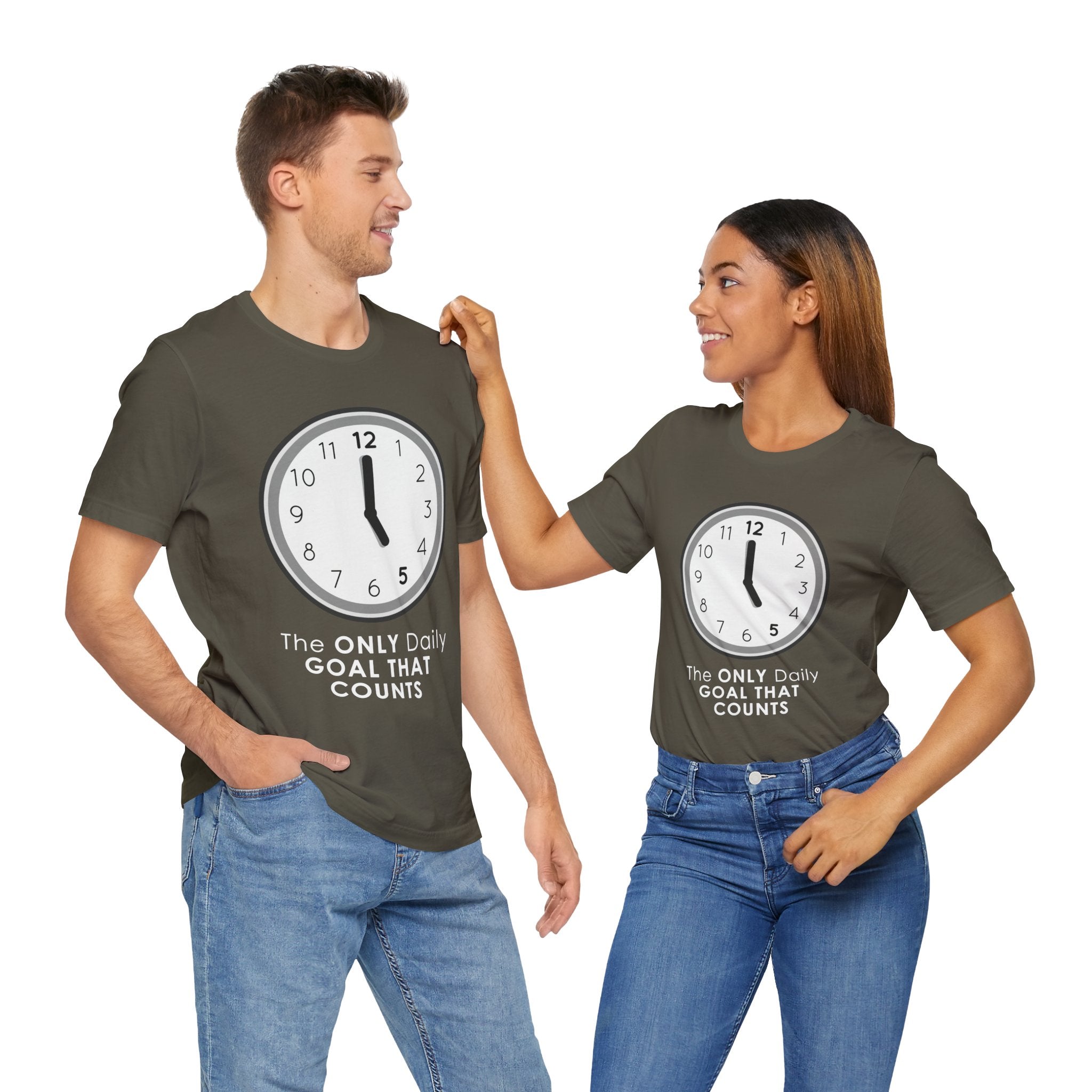 5 O’Clock Daily Goal T-Shirt – Dark Humor Office Survival Graphic Tee