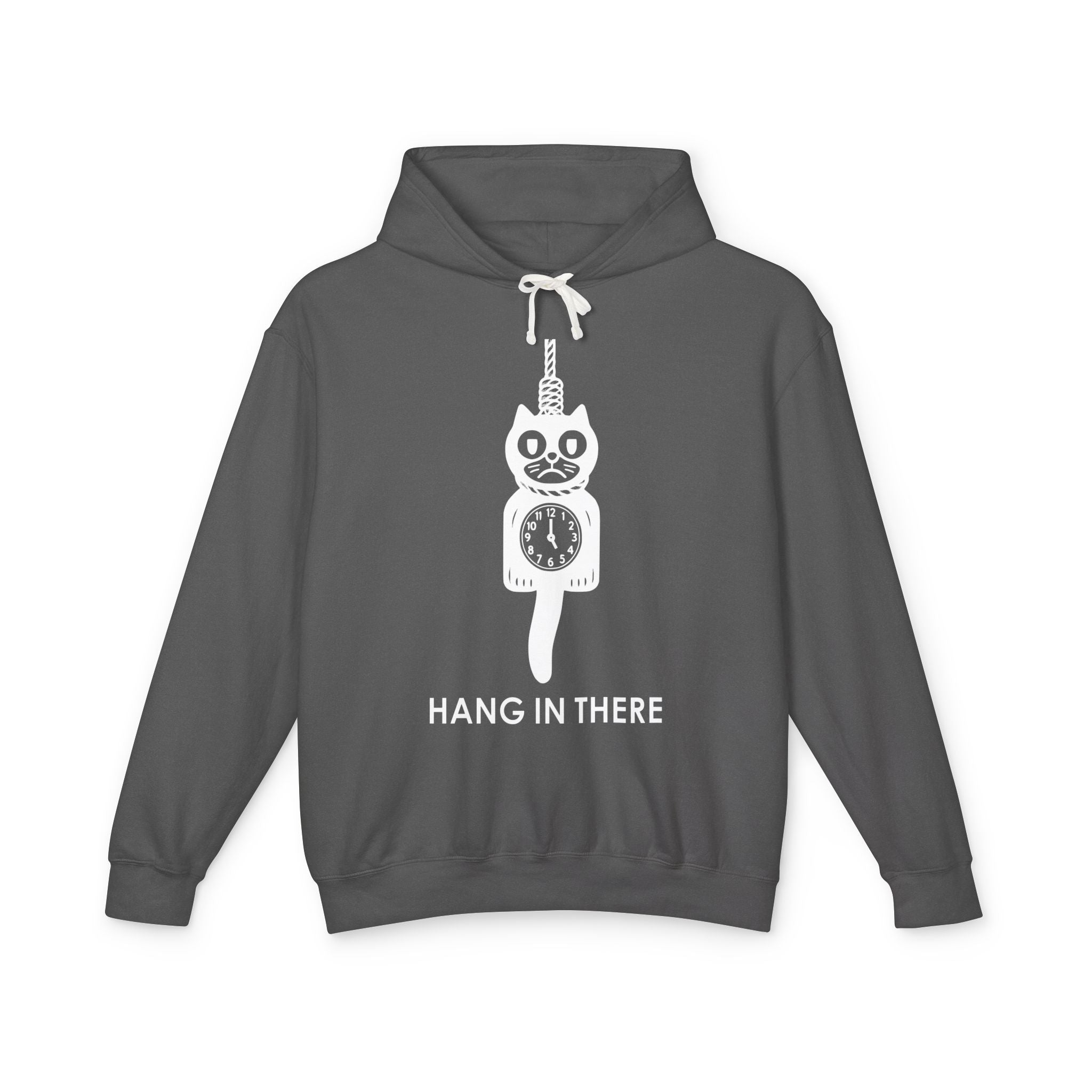 Hang In There Hoodie – Dark Humor Cat Clock Parody Sweatshirt