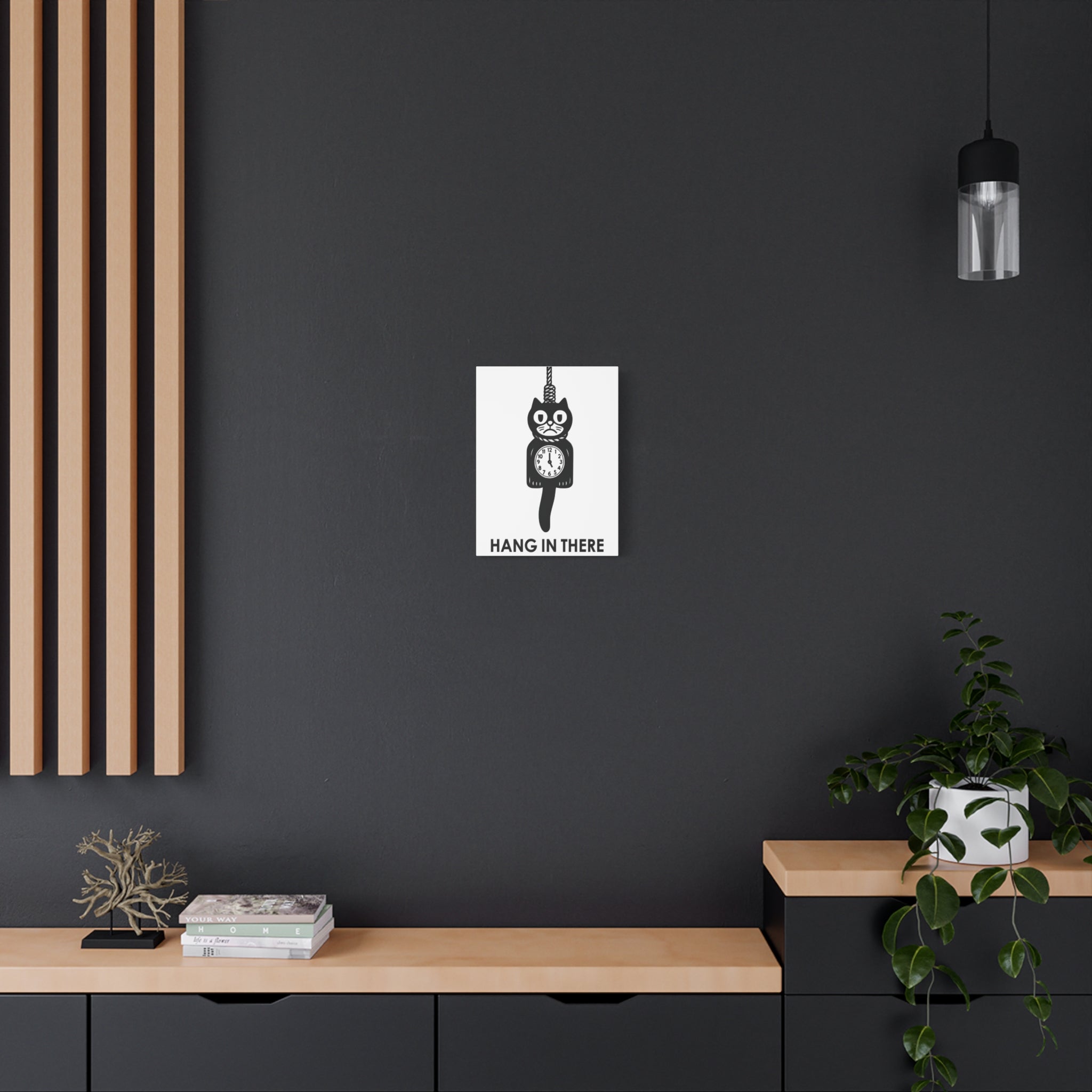 Hang In There Canvas – Dark Humor Cat Clock Parody Office Wall Art