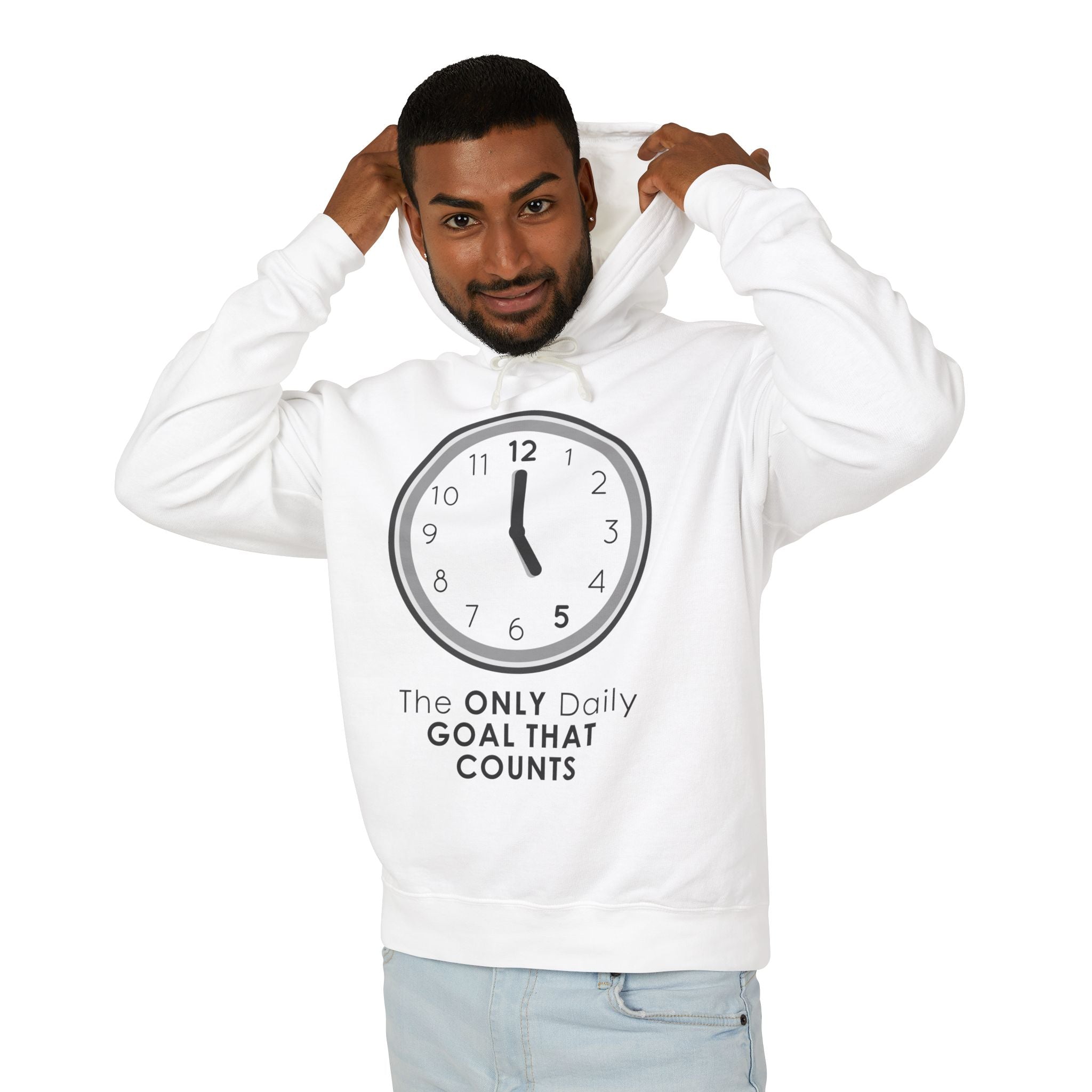 5 O’Clock Daily Goal Hoodie – Dark Humor Office Survival Sweatshirt