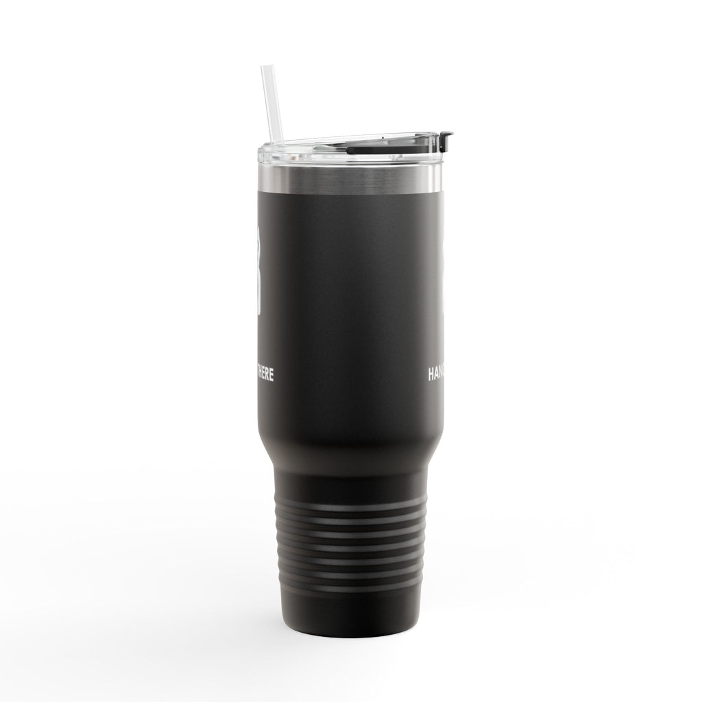 Hang In There Travel Mug – Dark Humor Cat Clock Parody Tumbler