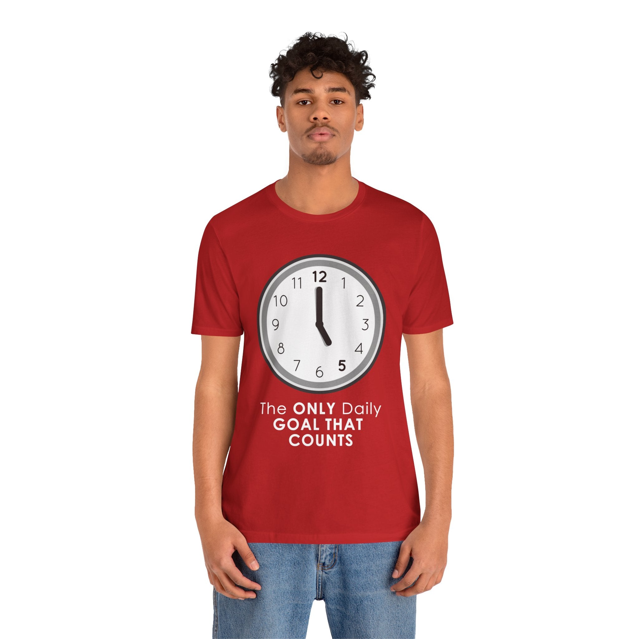 5 O’Clock Daily Goal T-Shirt – Dark Humor Office Survival Graphic Tee