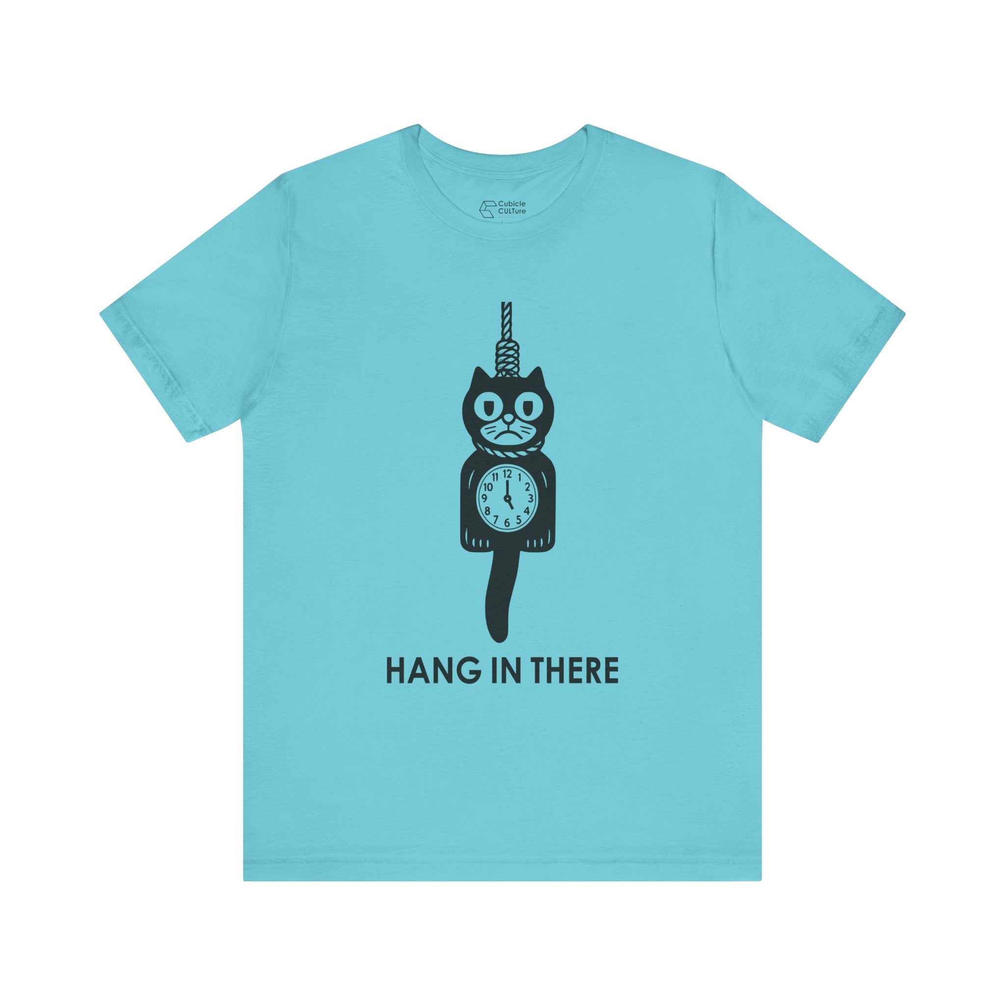 Hang In There T-Shirt – Dark Humor Cat Clock Parody Graphic Tee
