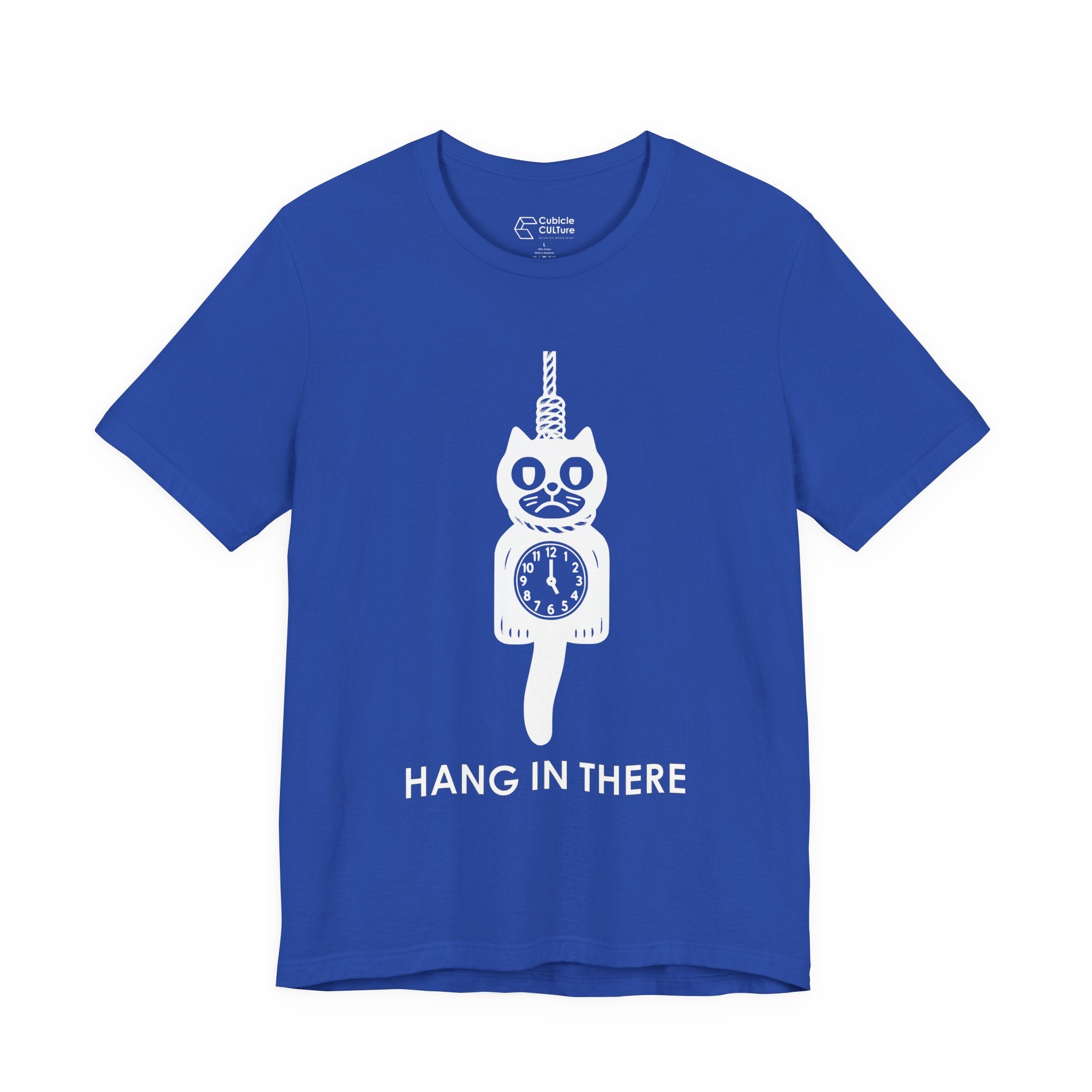 Hang In There T-Shirt – Dark Humor Cat Clock Parody Graphic Tee
