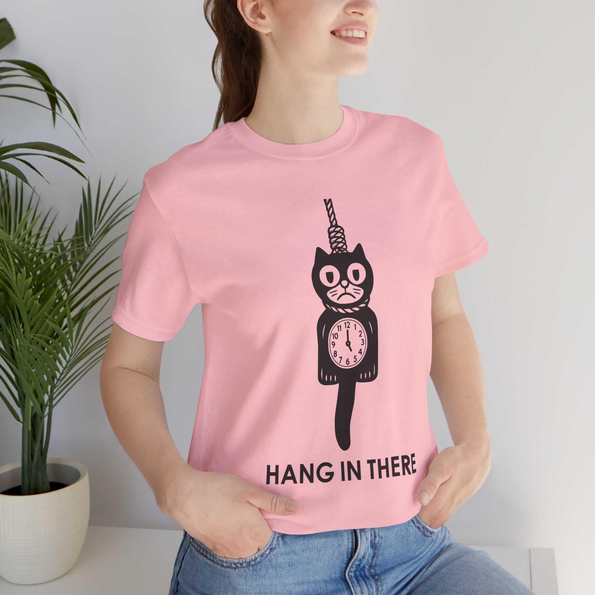 Hang In There T-Shirt – Dark Humor Cat Clock Parody Graphic Tee