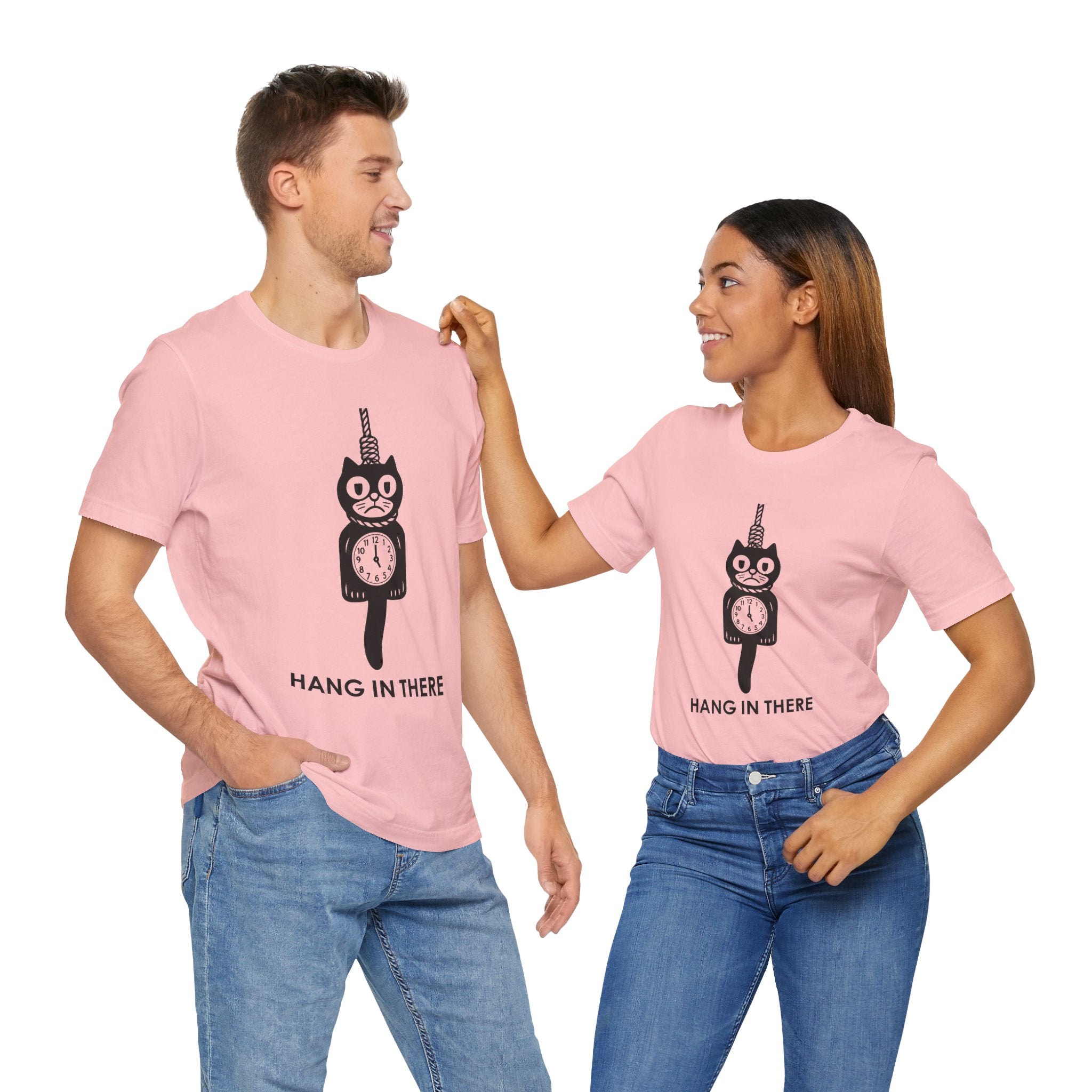 Hang In There T-Shirt – Dark Humor Cat Clock Parody Graphic Tee