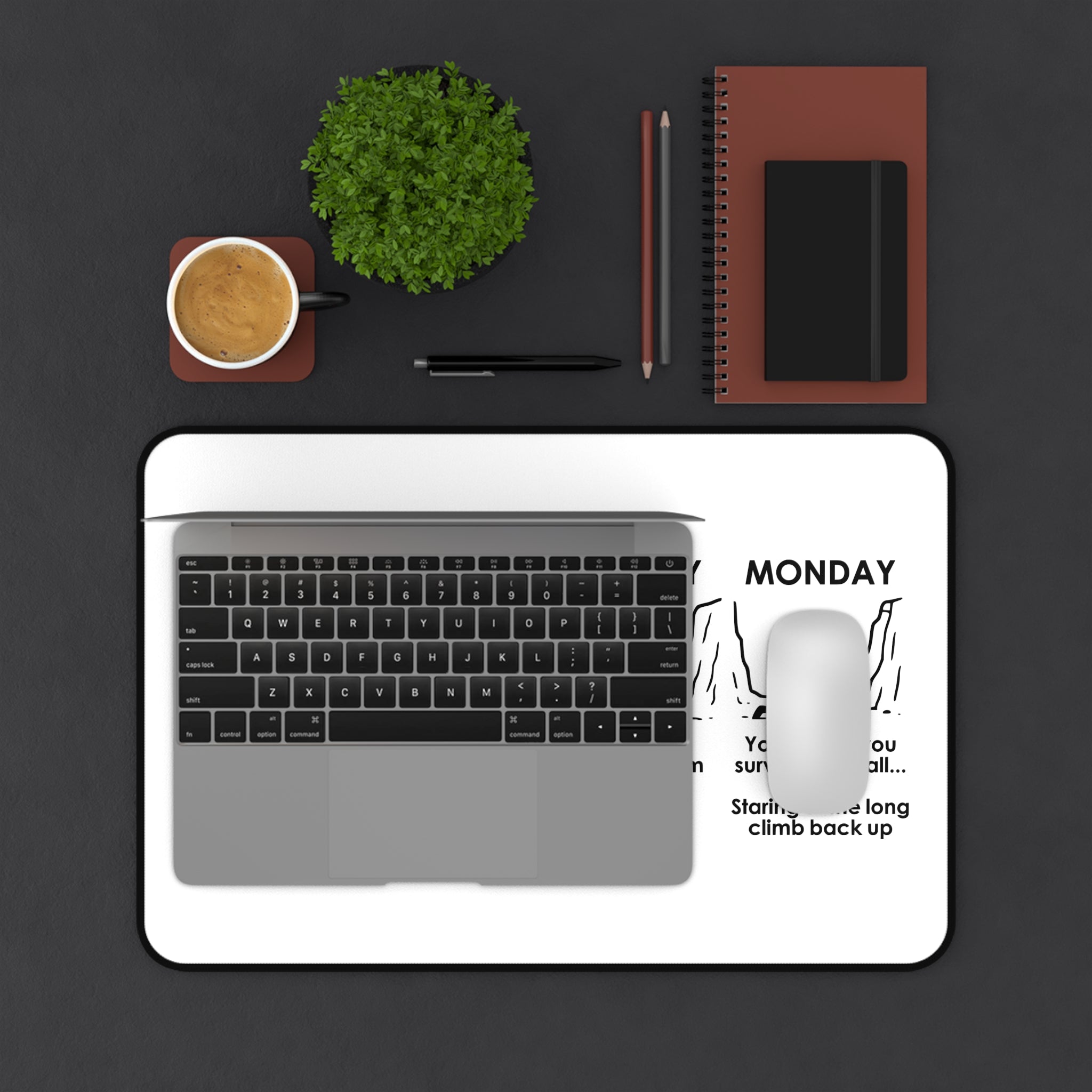 Weekend Cliff Comic Mouse Pad – Dark Humor Friday to Monday Survival Desk Pad