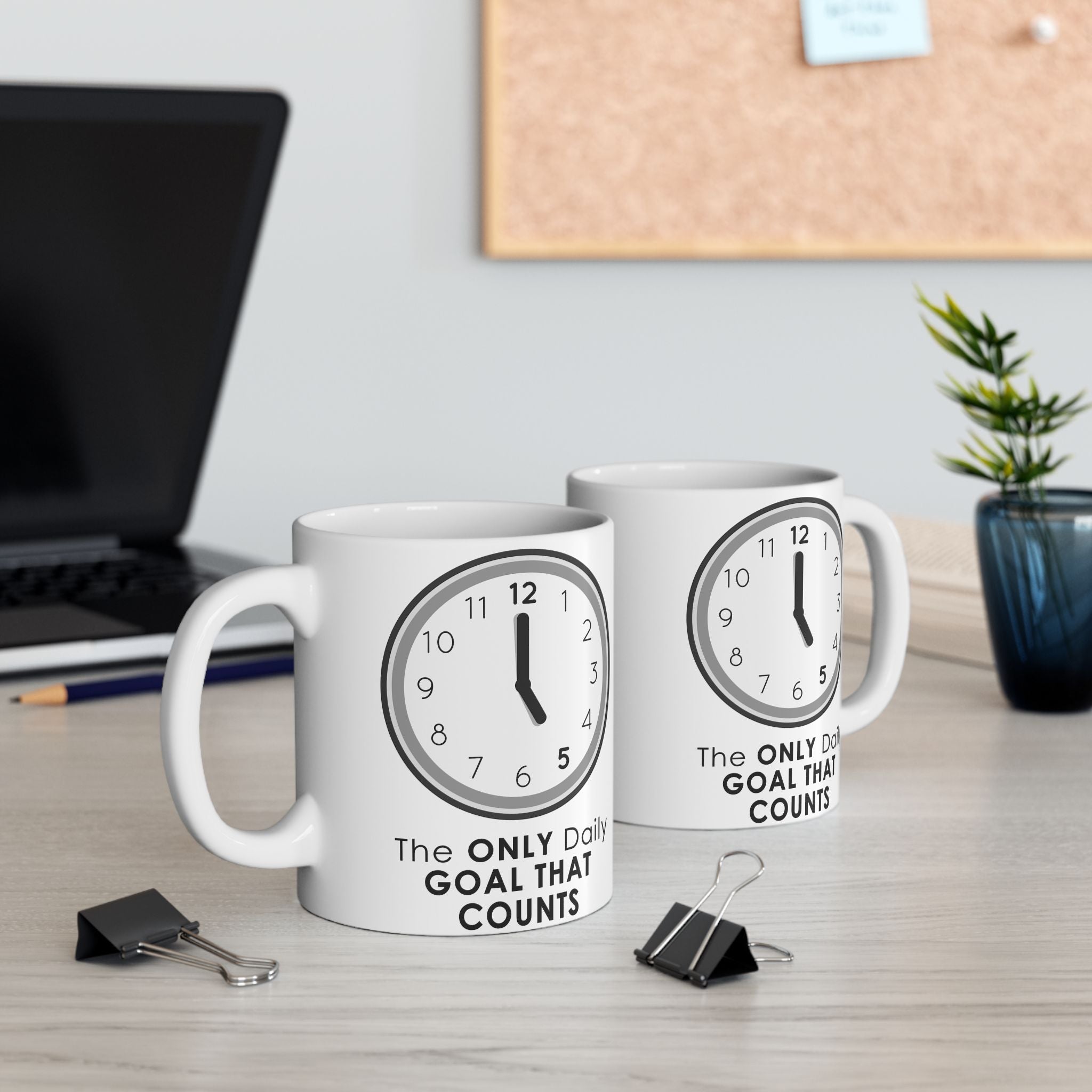 5 O’Clock Daily Goal Coffee Mug – Dark Humor Office Survival Cup