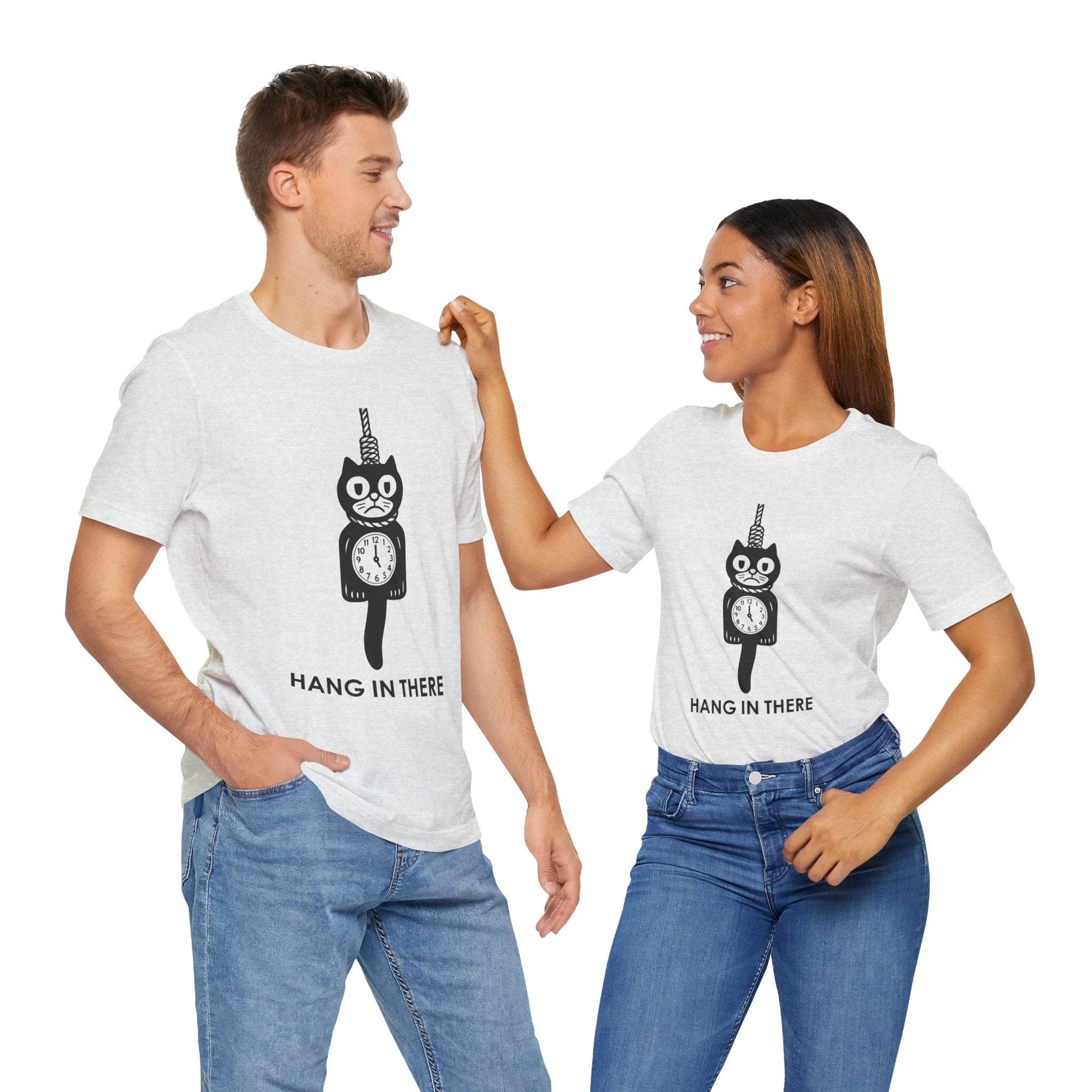 Hang In There T-Shirt – Dark Humor Cat Clock Parody Graphic Tee