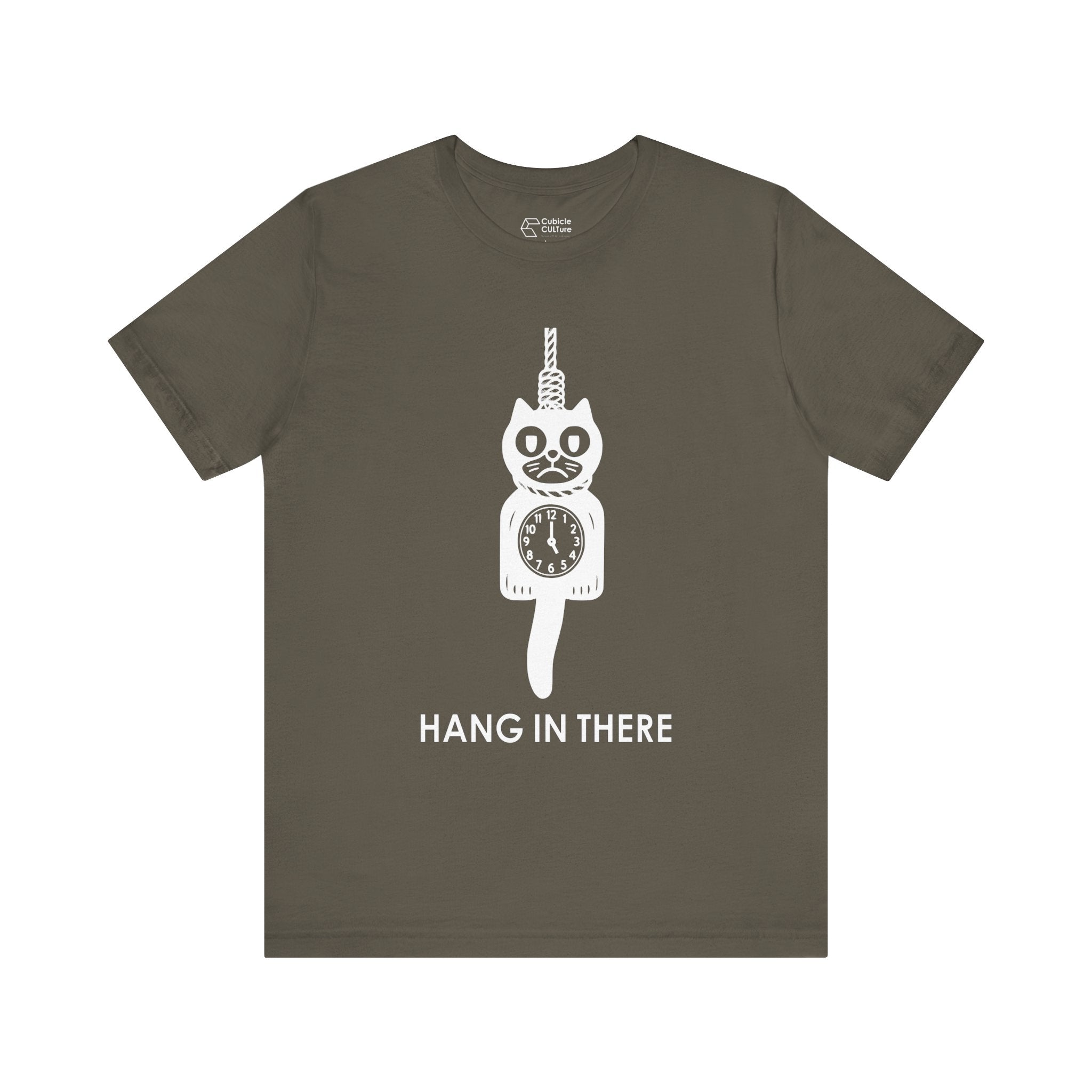 Hang In There T-Shirt – Dark Humor Cat Clock Parody Graphic Tee