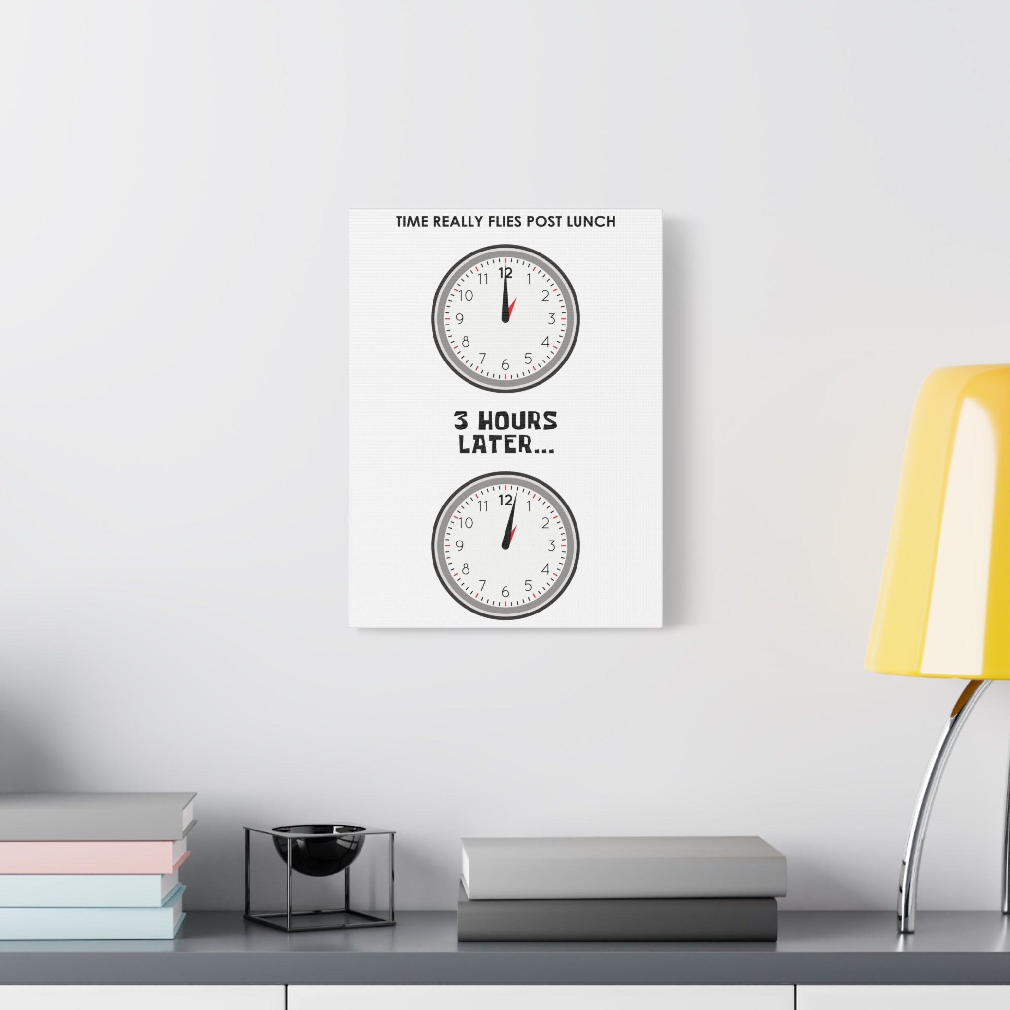 Post Lunch Woe Canvas – Dark Humor Afternoon Slump Office Wall Art