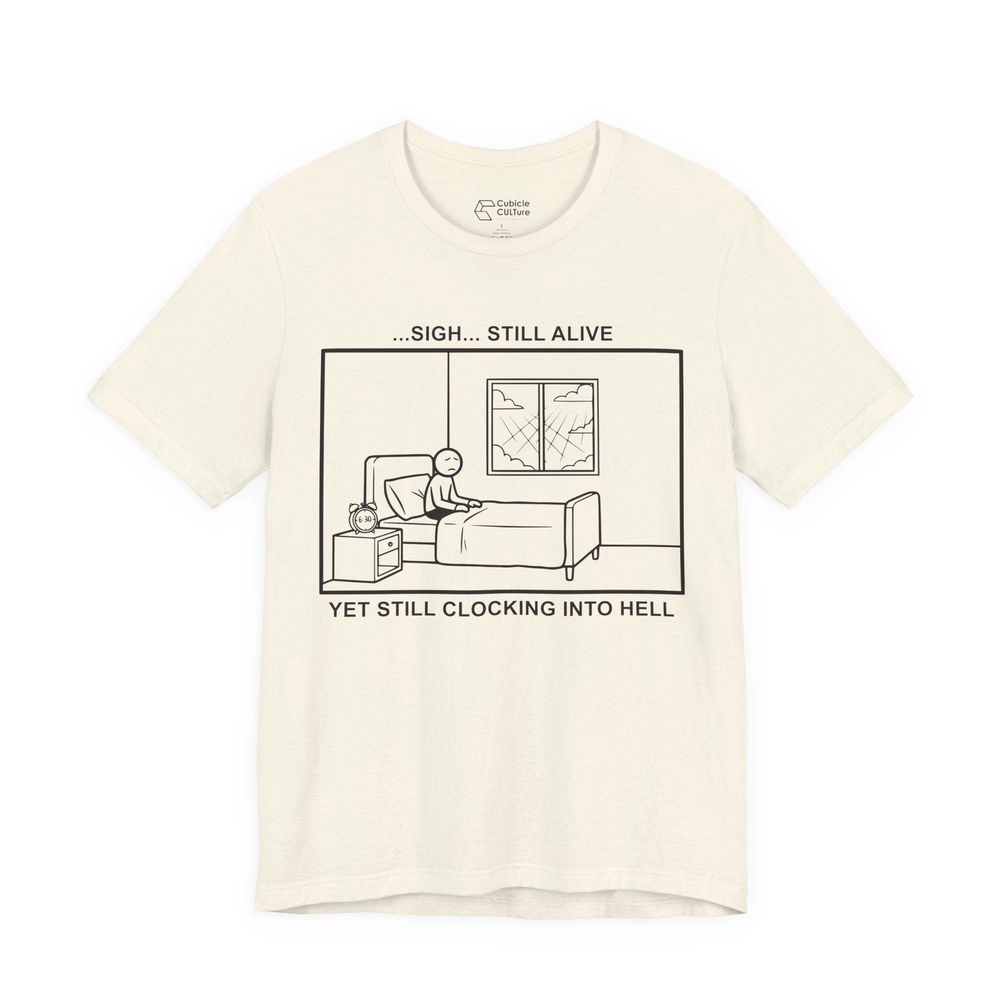 Every Morning — Clocking into Hell T-Shirt – Cliffverse Office Humor Graphic Tee for Corporate Survivors