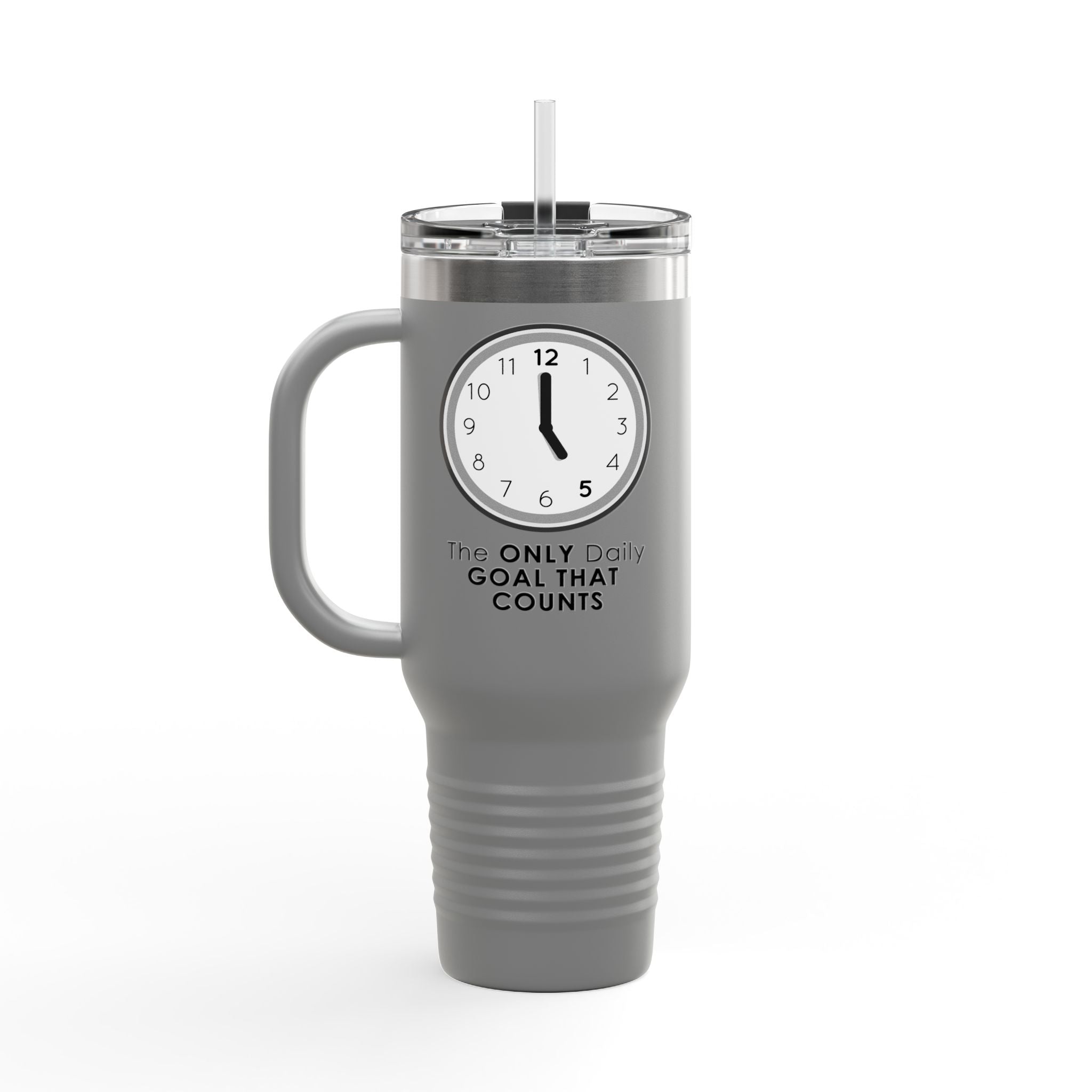 5 O’Clock Daily Goal Travel Mug – Dark Humor Office Survival Tumbler