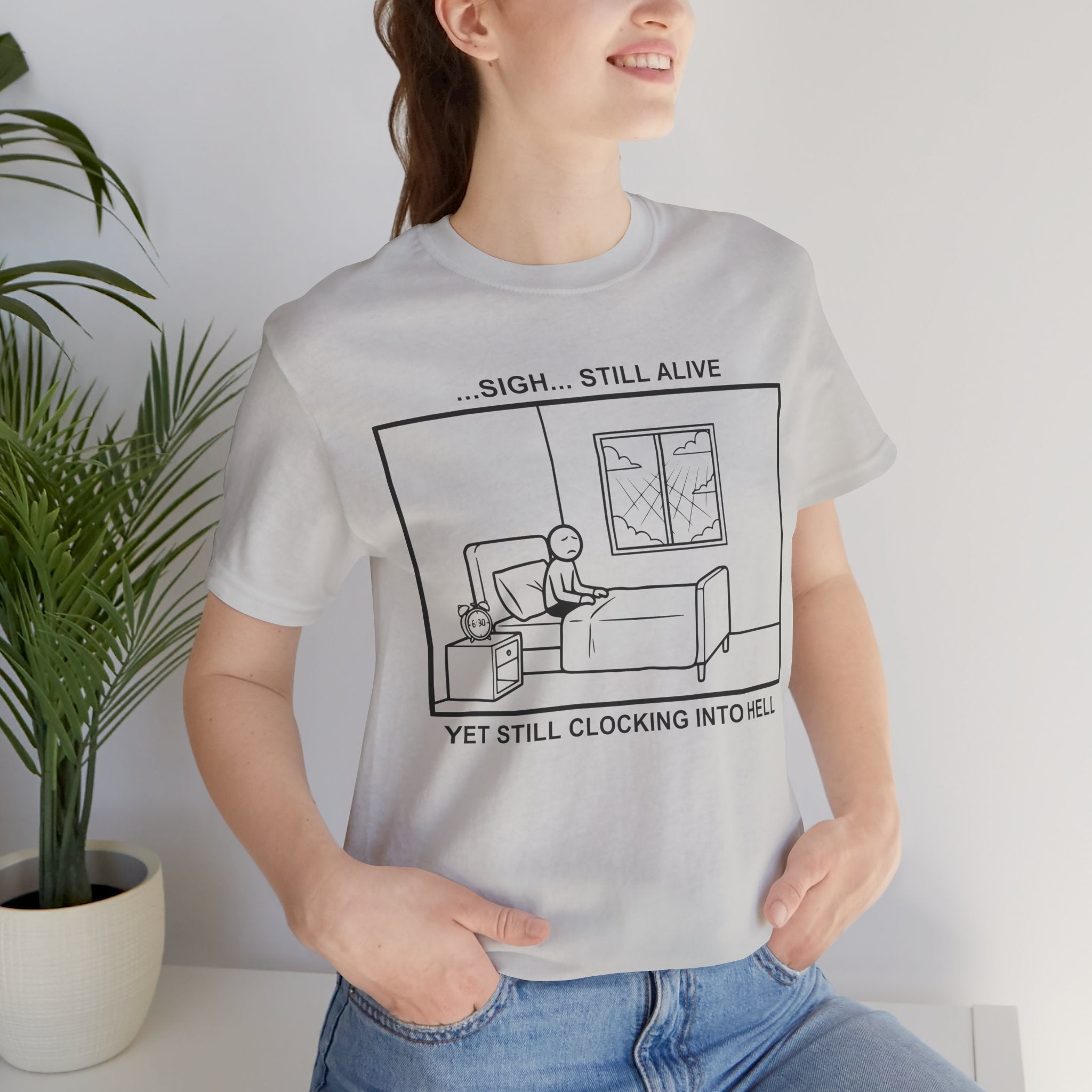 Every Morning — Clocking into Hell T-Shirt – Cliffverse Office Humor Graphic Tee for Corporate Survivors