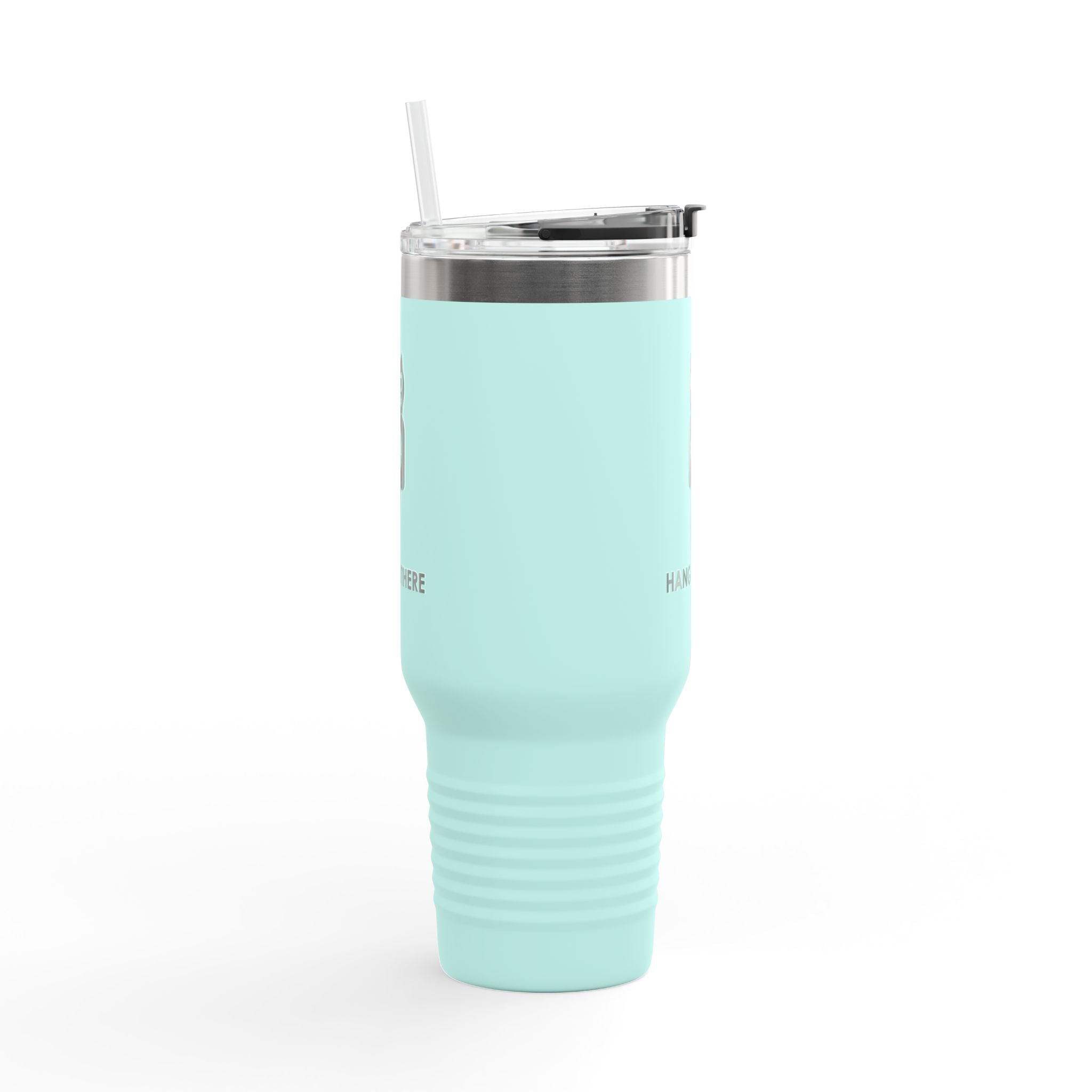 Hang In There Travel Mug – Dark Humor Cat Clock Parody Tumbler