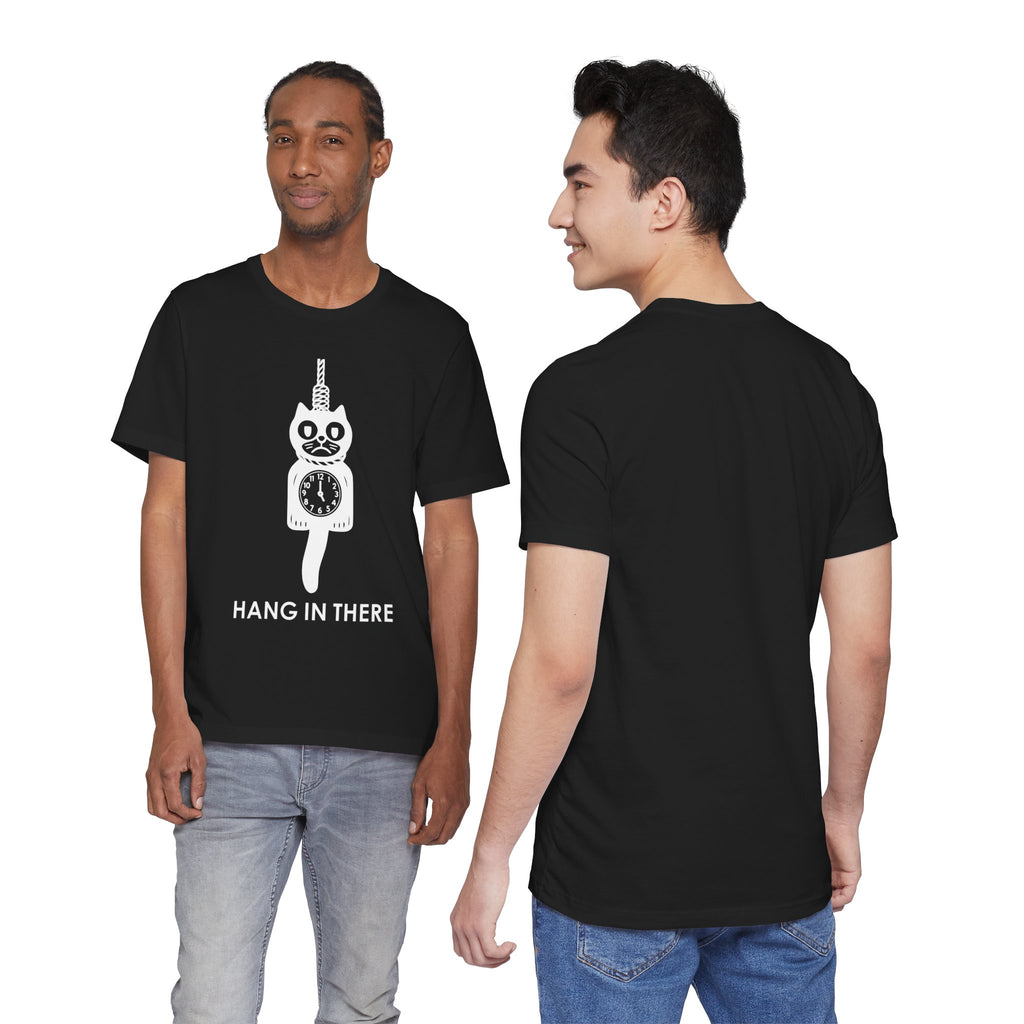 Hang In There T-Shirt – Dark Humor Cat Clock Parody Graphic Tee