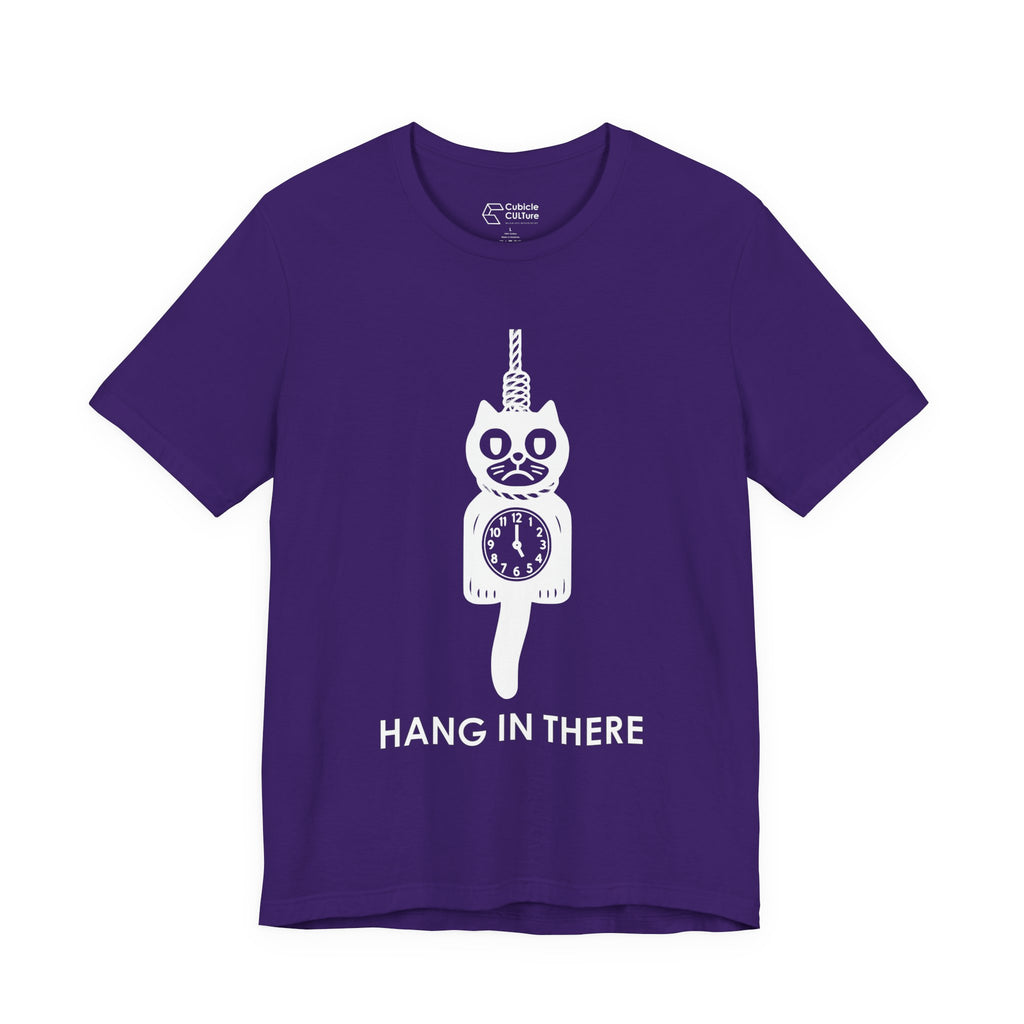 Hang In There T-Shirt – Dark Humor Cat Clock Parody Graphic Tee