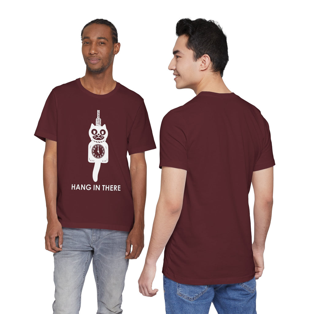 Hang In There T-Shirt – Dark Humor Cat Clock Parody Graphic Tee