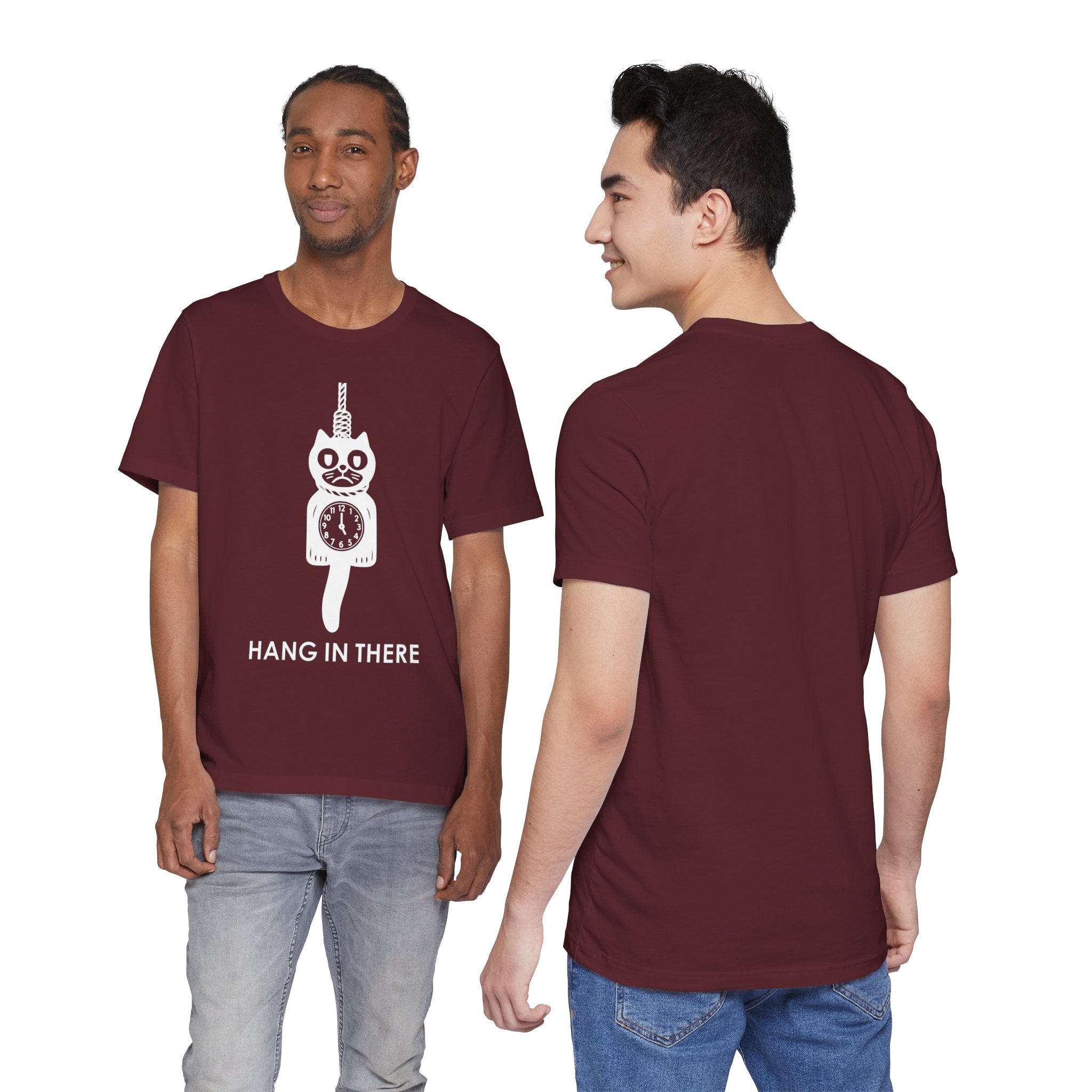 Hang In There T-Shirt – Dark Humor Cat Clock Parody Graphic Tee