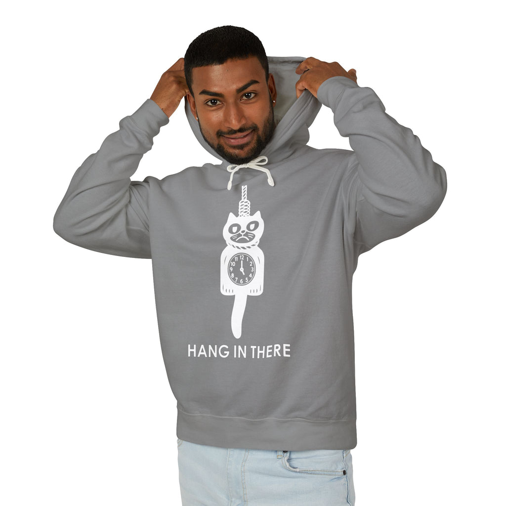 Hang In There Hoodie – Dark Humor Cat Clock Parody Sweatshirt