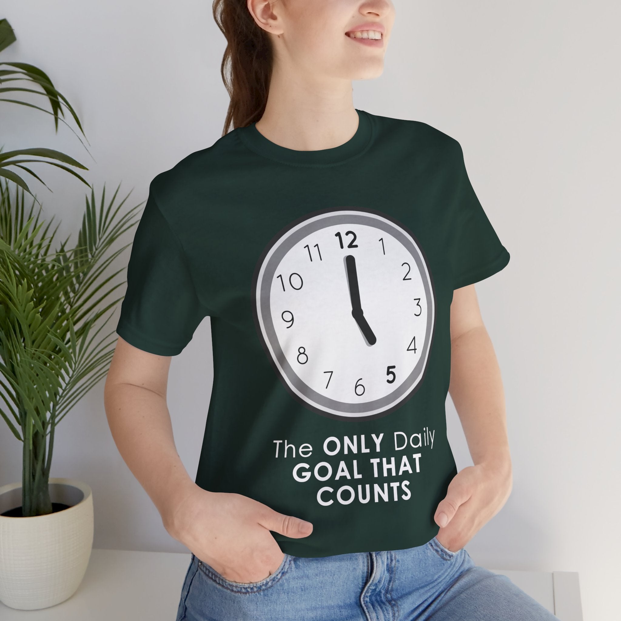 5 O’Clock Daily Goal T-Shirt – Dark Humor Office Survival Graphic Tee