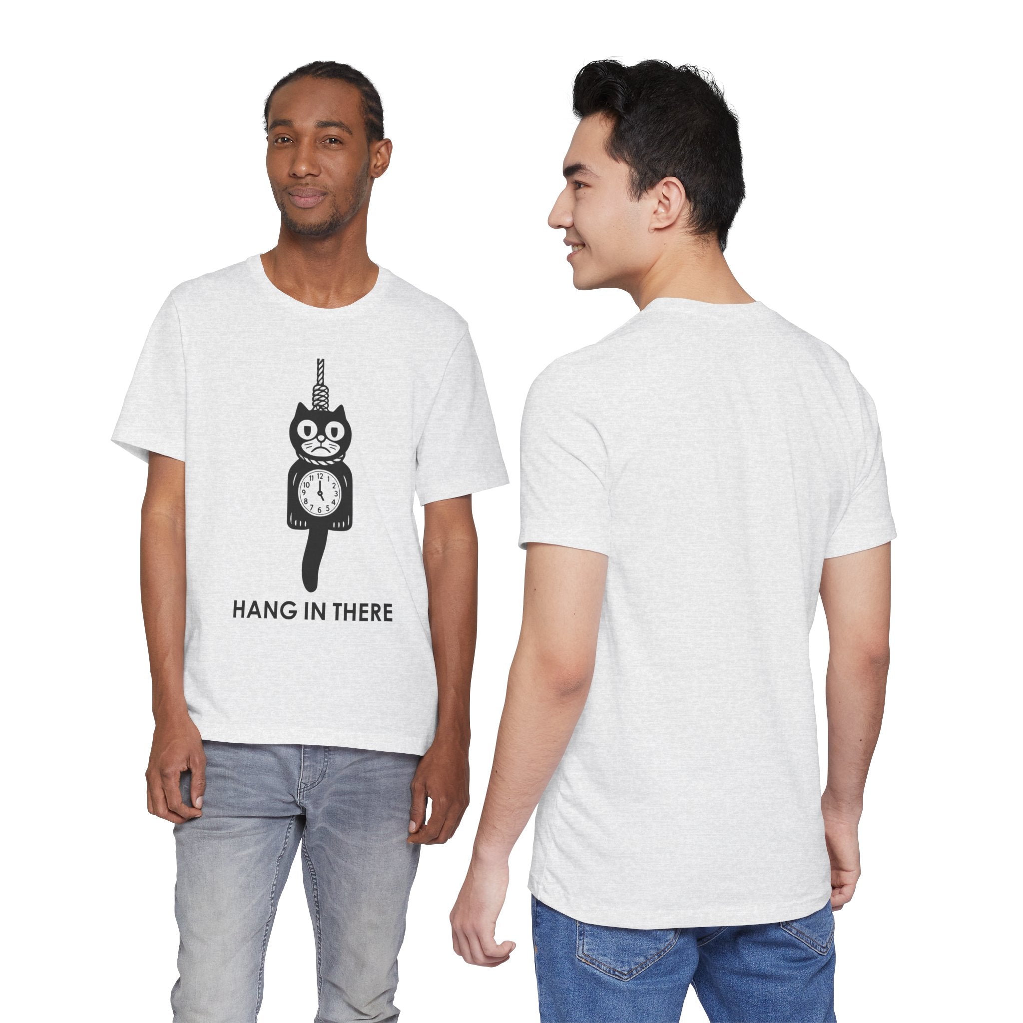Hang In There T-Shirt – Dark Humor Cat Clock Parody Graphic Tee