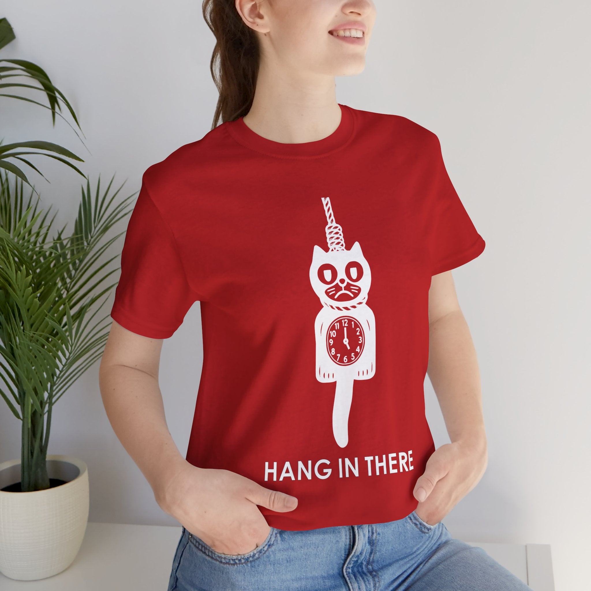Hang In There T-Shirt – Dark Humor Cat Clock Parody Graphic Tee