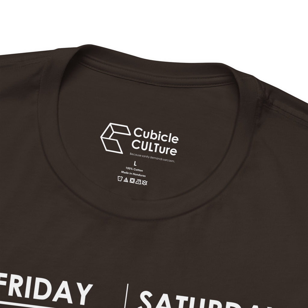 Weekend Cliff Comic T-Shirt – Dark Humor Friday to Monday Survival Graphic Tee
